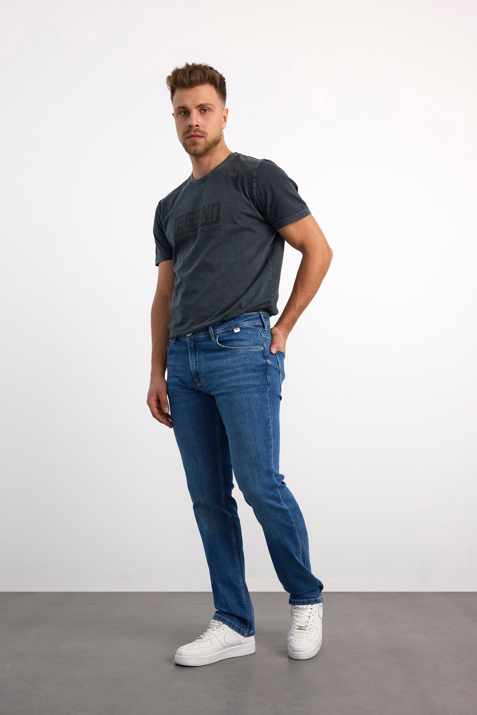 76081-09228 ERKEK DENİM REGULAR  FİT MID WAIST MİD LEG PANTOLON 76081-09228