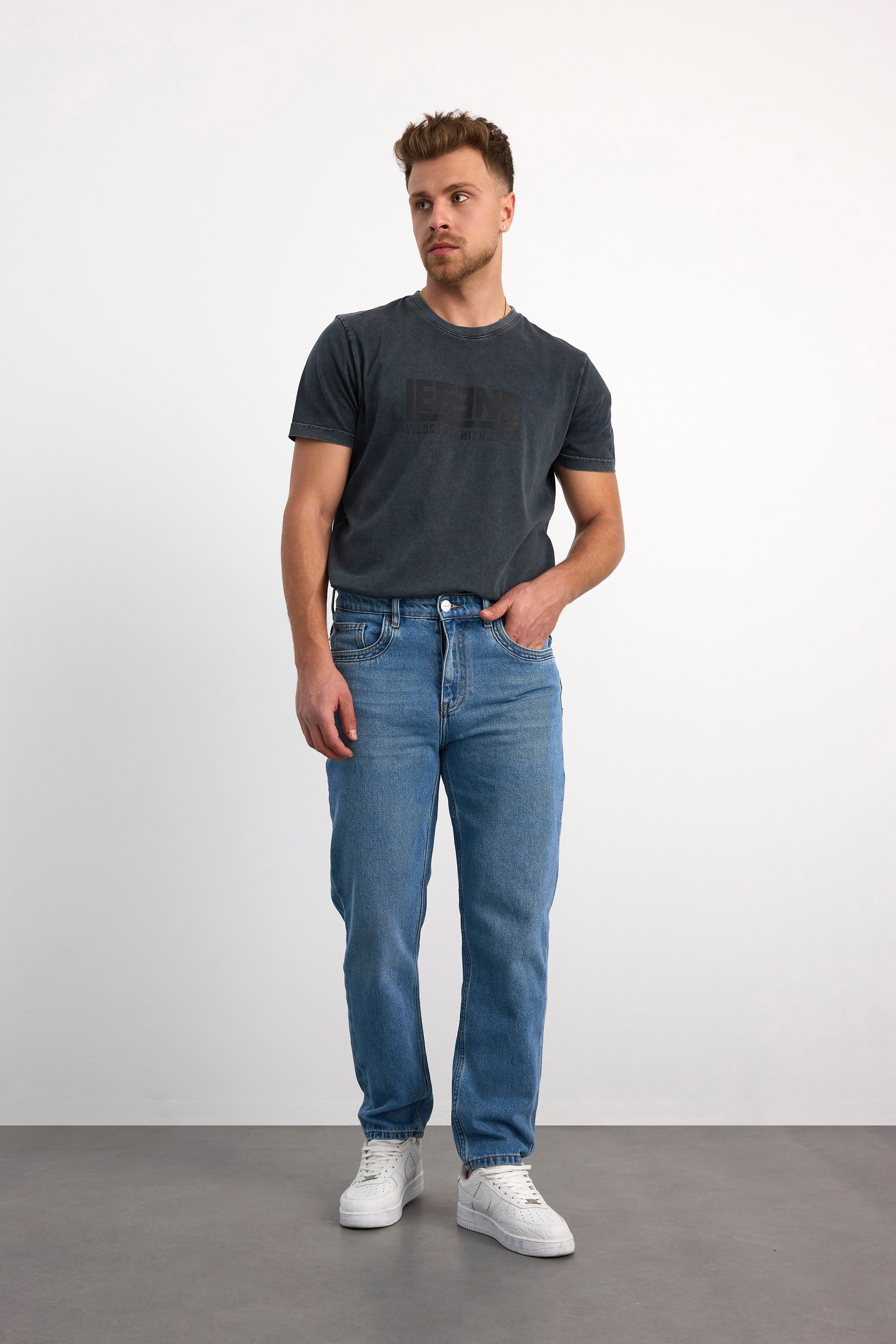 76082-70965 ERKEK TAPERED FİT MID WAIST SLİM LEG DENİM PANTOLON 76082-70965