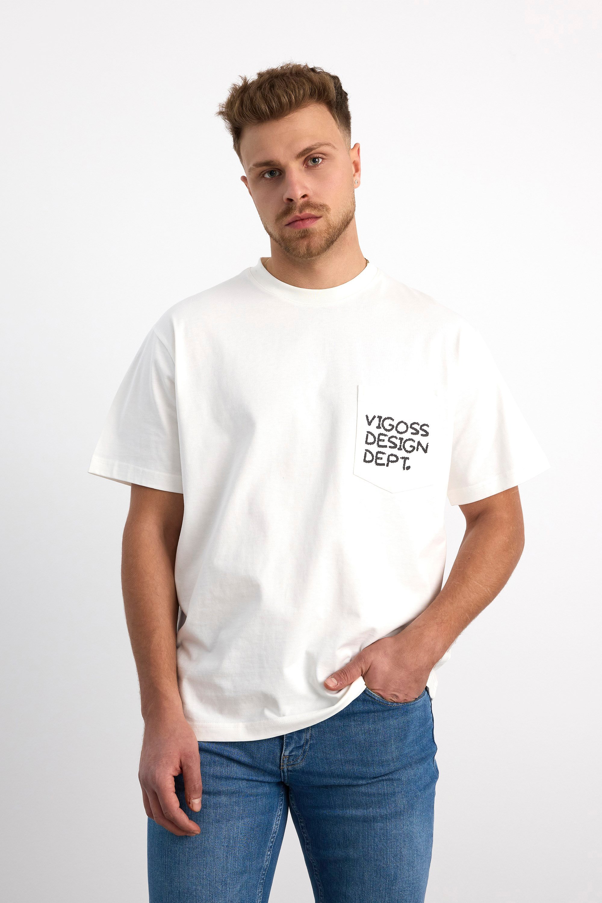 VIGOSS ACTION OVERSIZE BASKILI ERKEK T-SHIRT CEPLİ 63084-30226