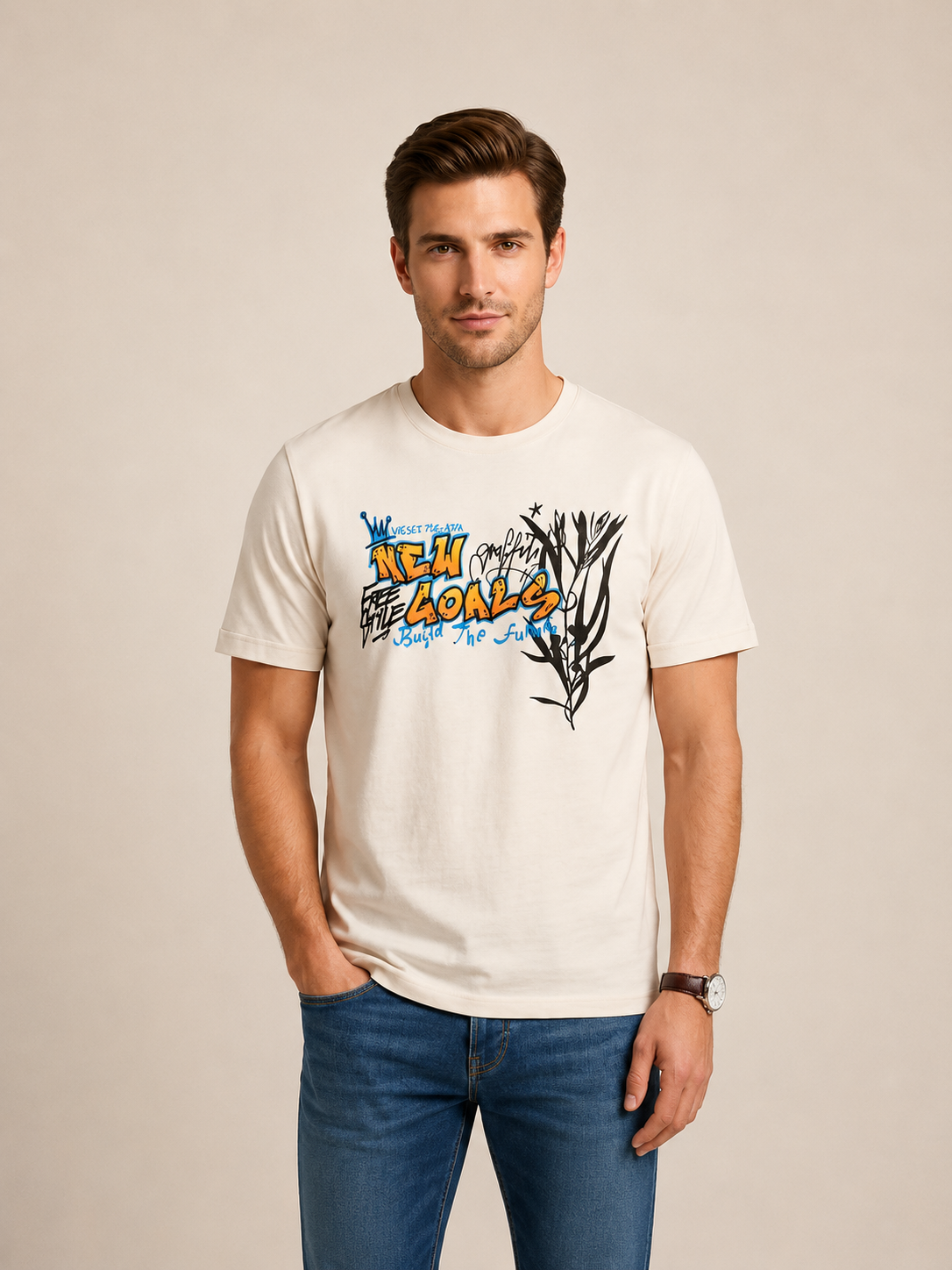 VIGOSS BASKILI OVERSIZE ERKEK T-SHIRT 62536-30010