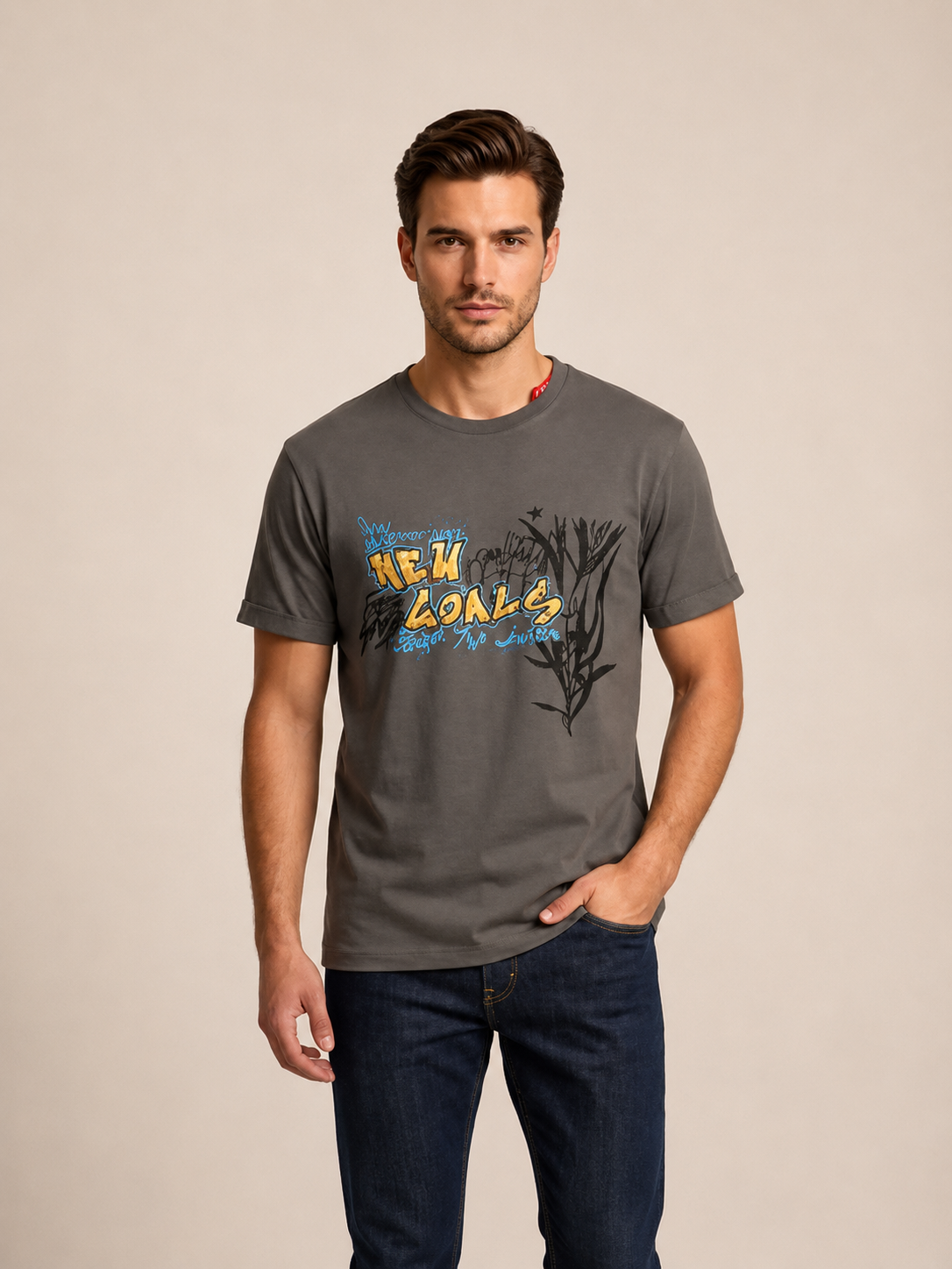 VIGOSS BASKILI OVERSIZE ERKEK T-SHIRT 62536-30010