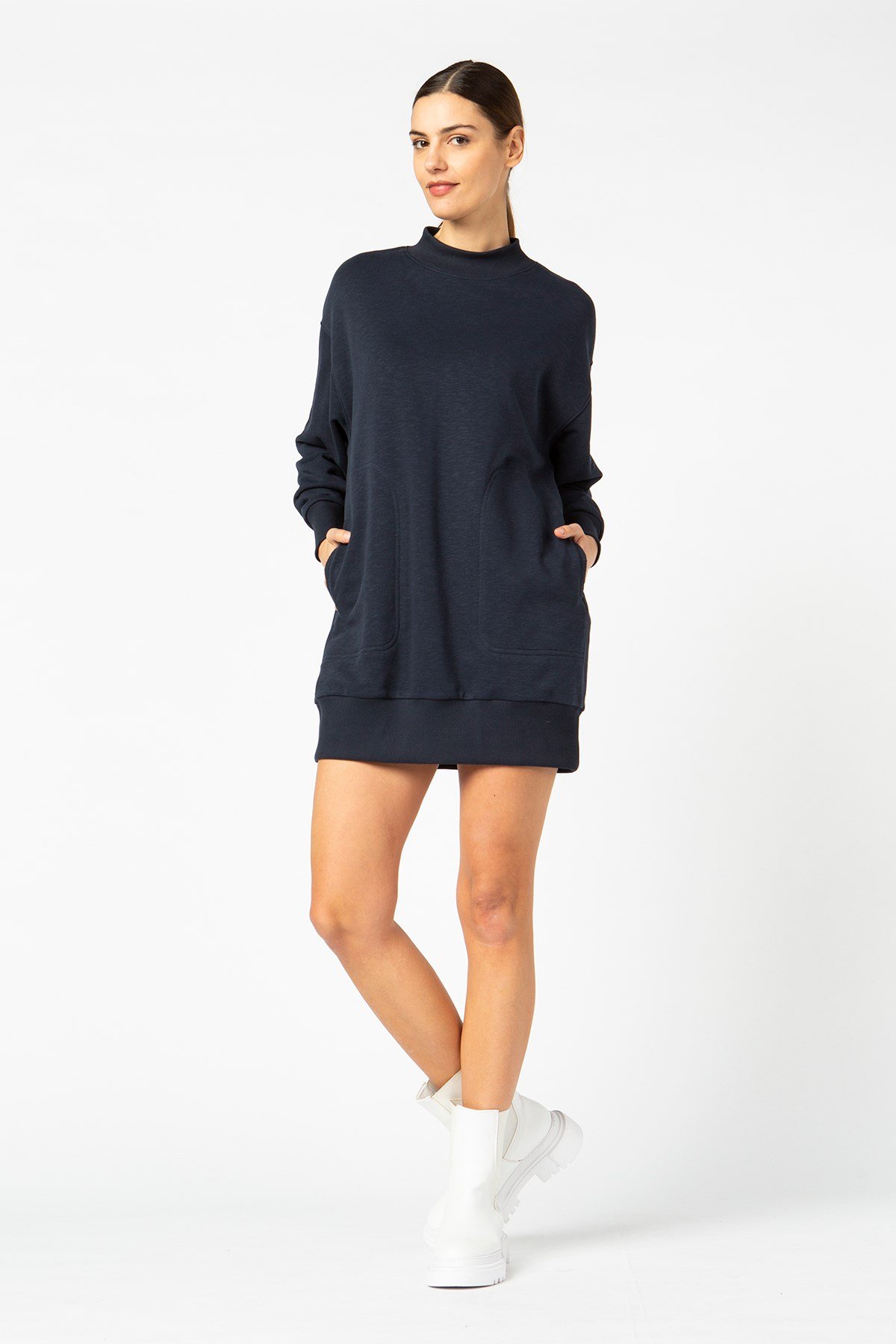 ハク VİGOSS KADIN BALIKÇI YAKA UZUN SWEATSHIRT 13340-00324