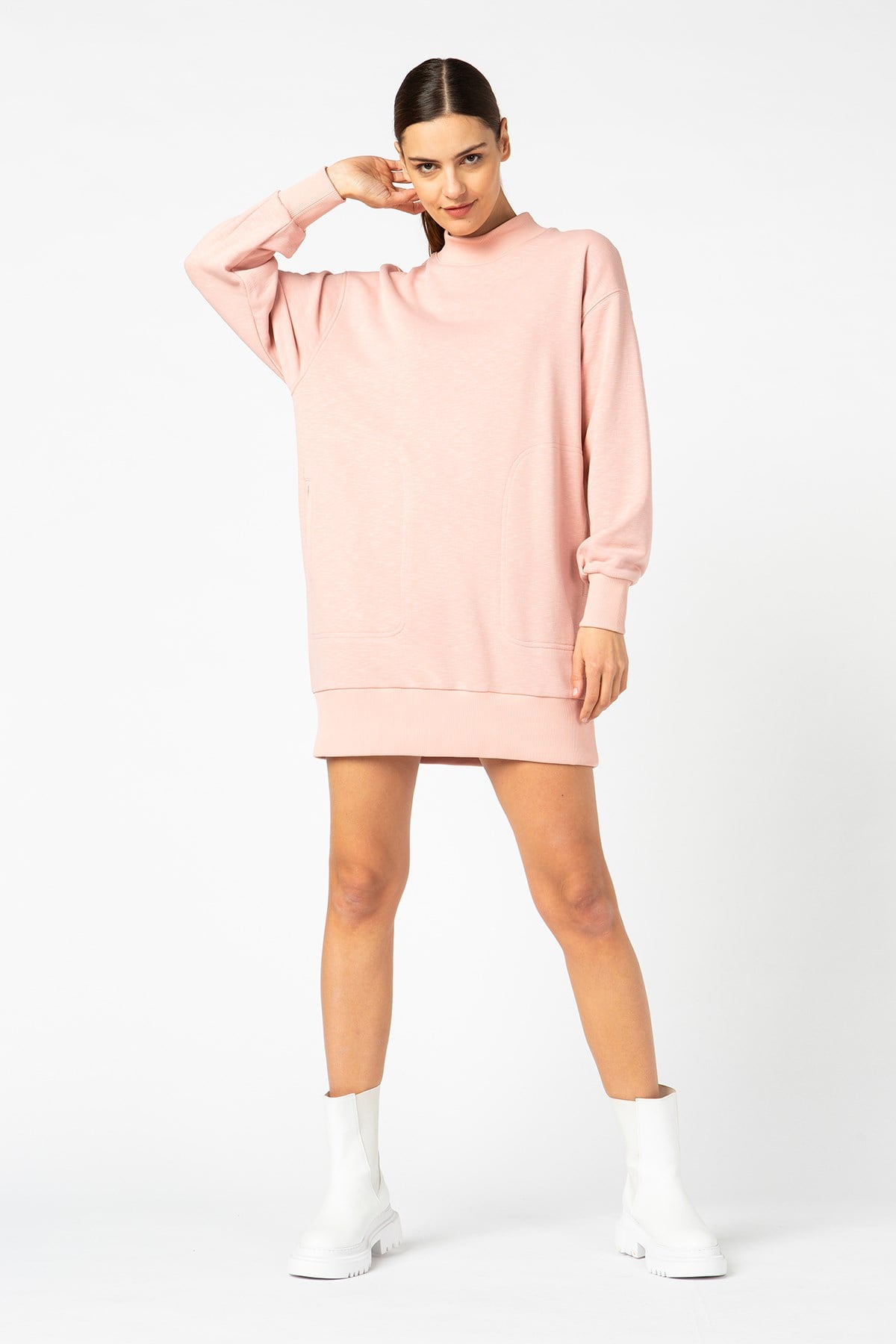 VIGOSS KADIN BALIKÇI YAKA UZUN SWEATSHIRT  . 13340-00324