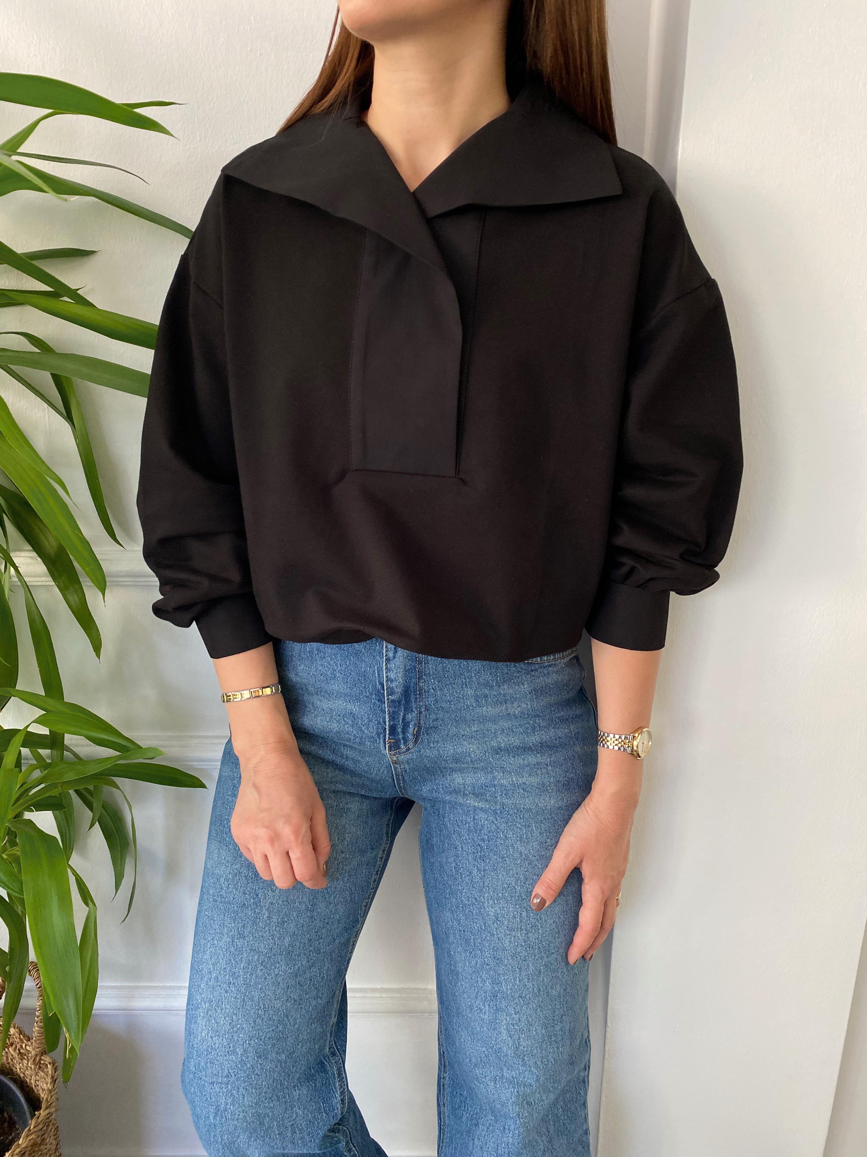 Altı Lastikli Sweat Siyah