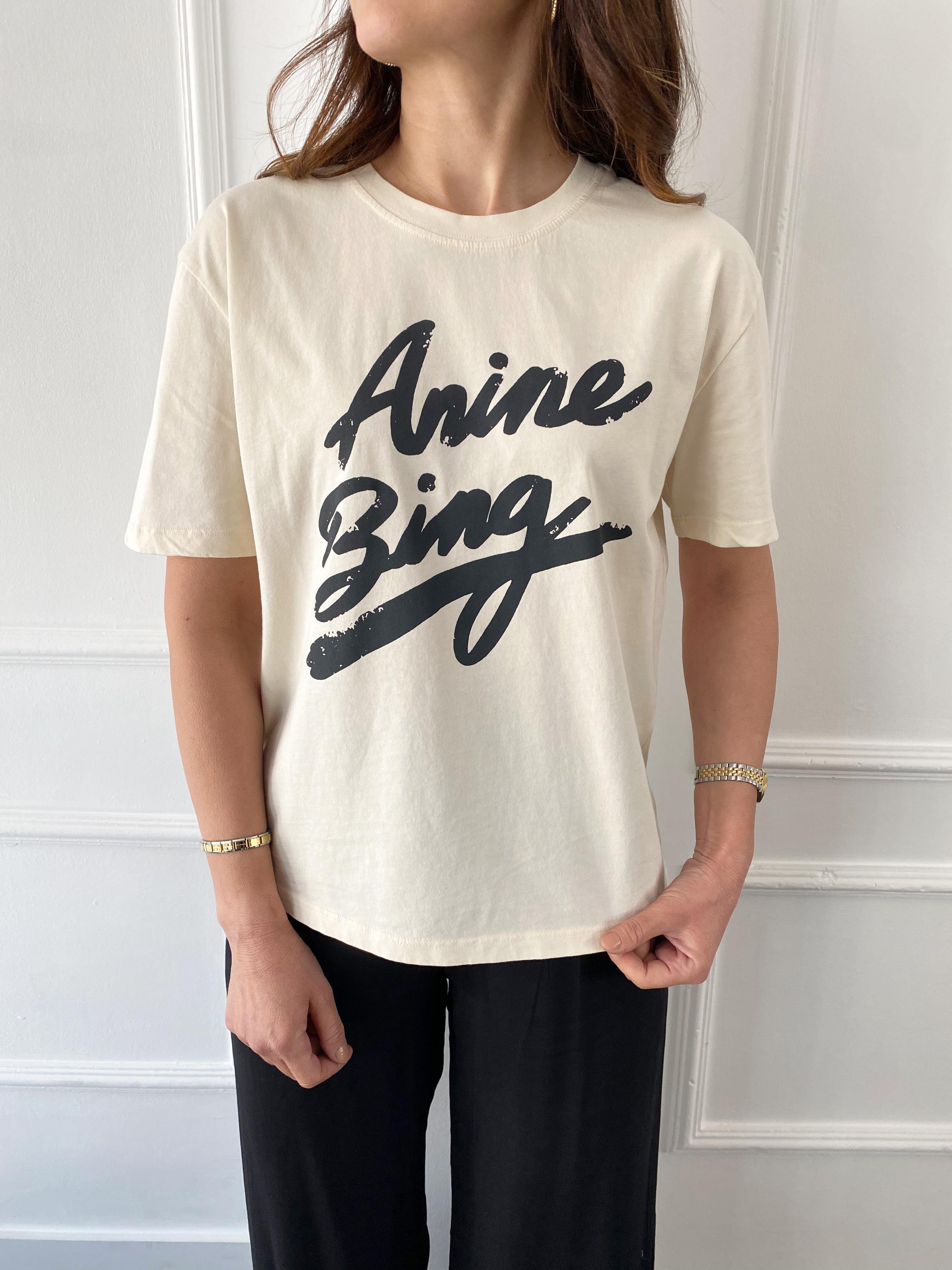 Anine Bing Baskılı Tişort Ekru