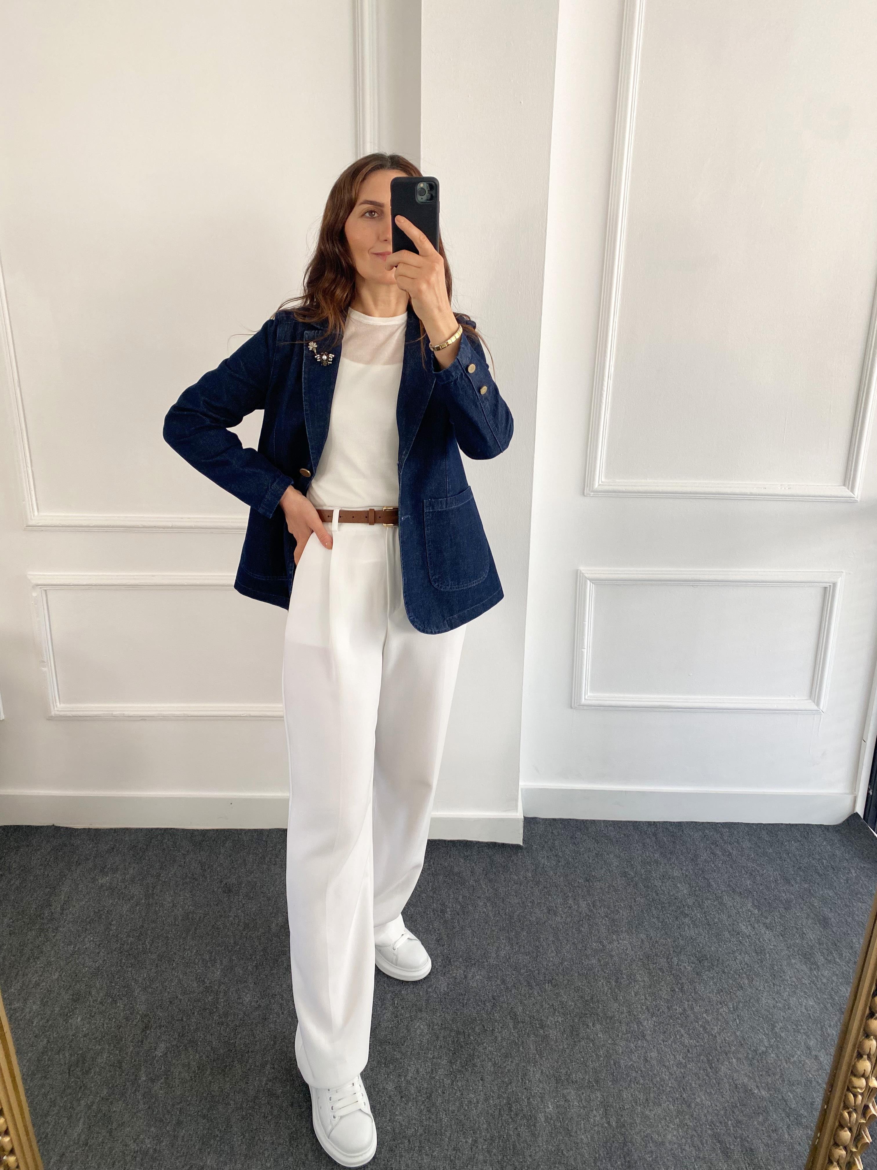 Astarlı Blazer Kot Ceket Lacivert