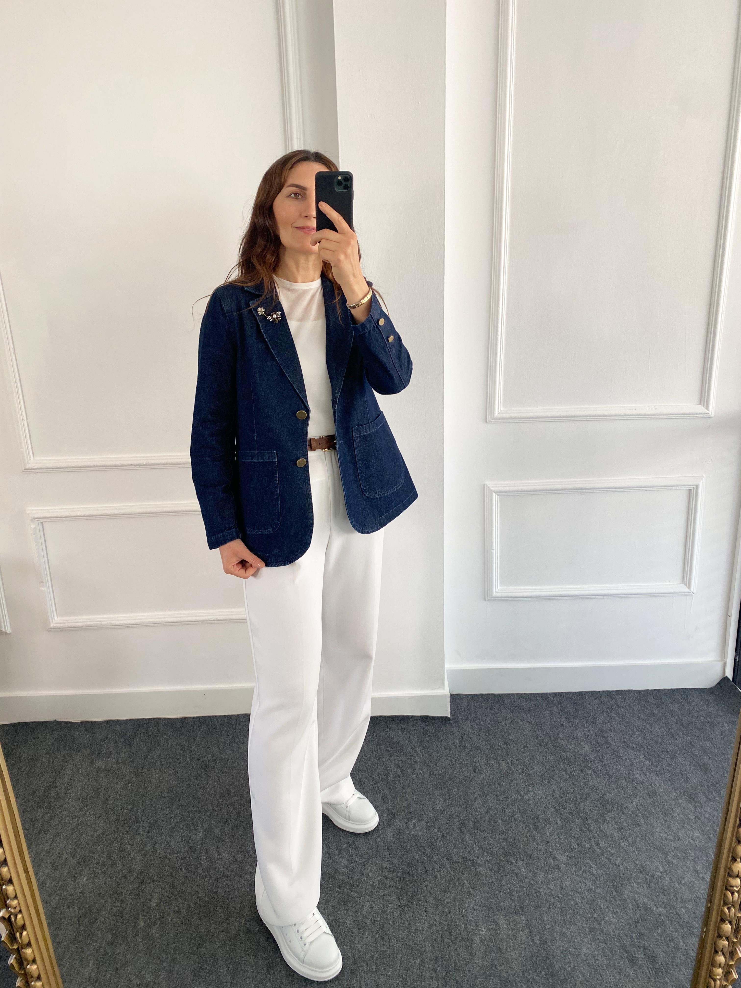 Astarlı Blazer Kot Ceket Lacivert