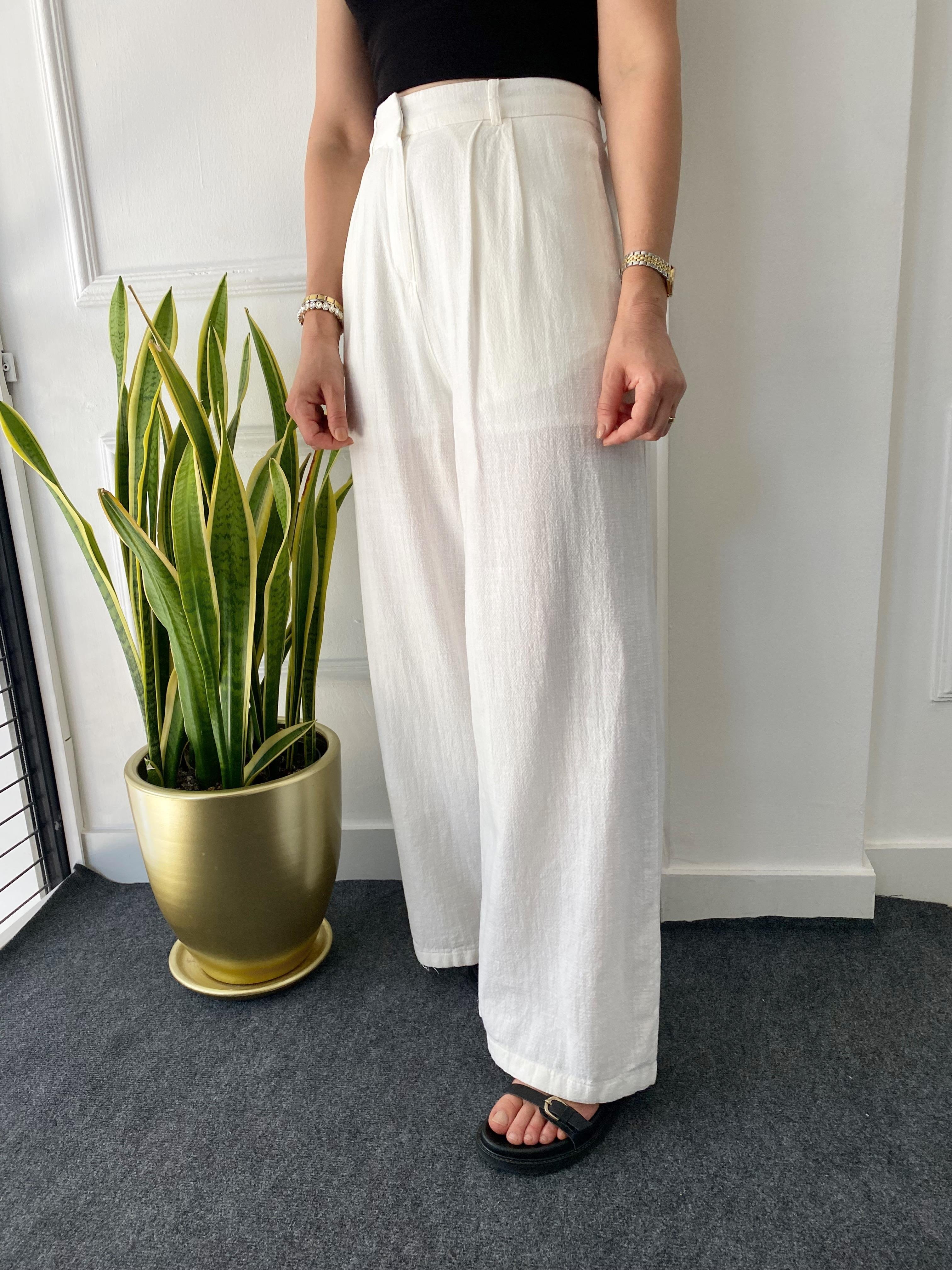 Bol Paça Keten Pantalon Ekru