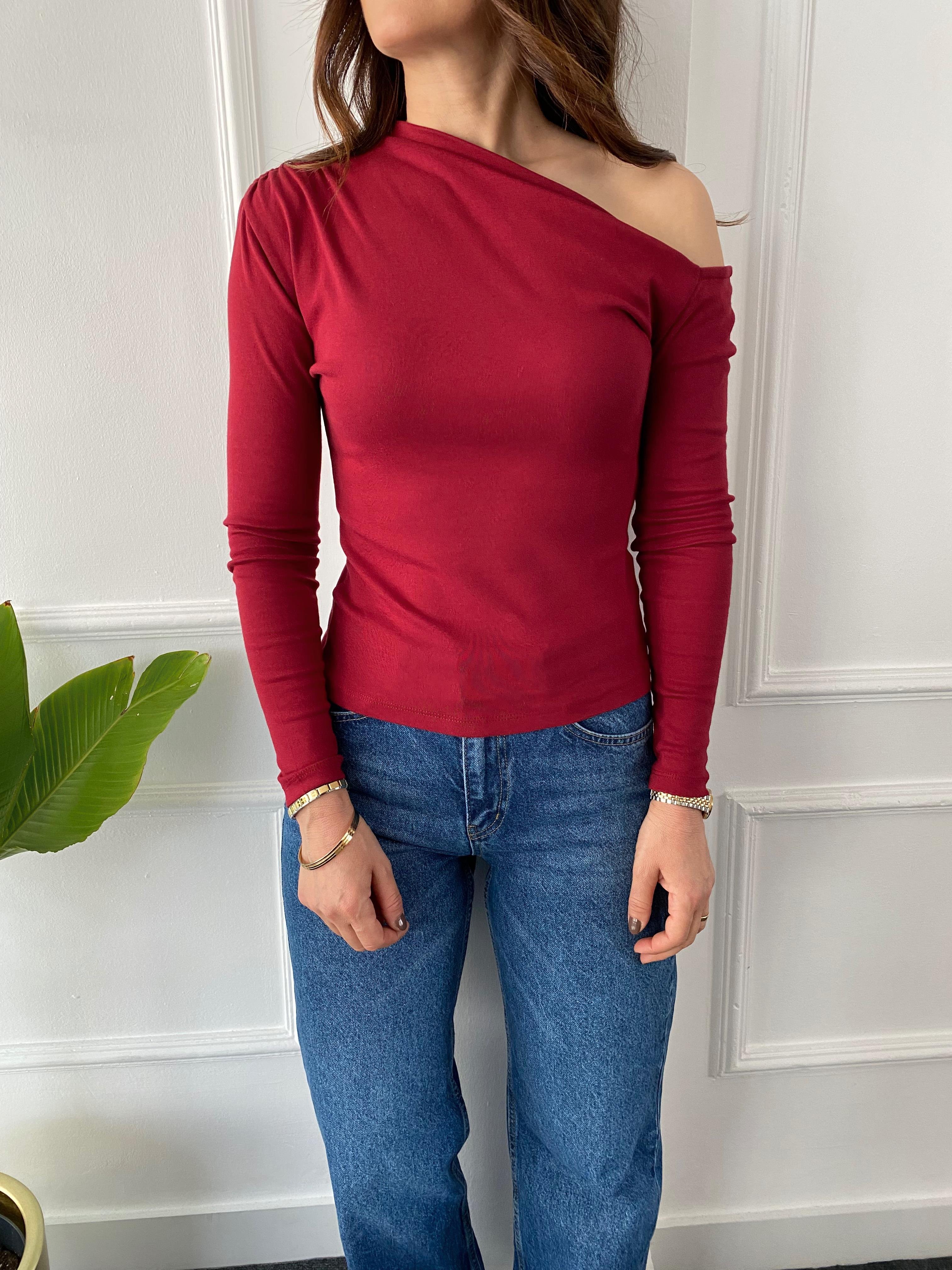 Çapraz Yakalı Uzun Kol Body Bordo
