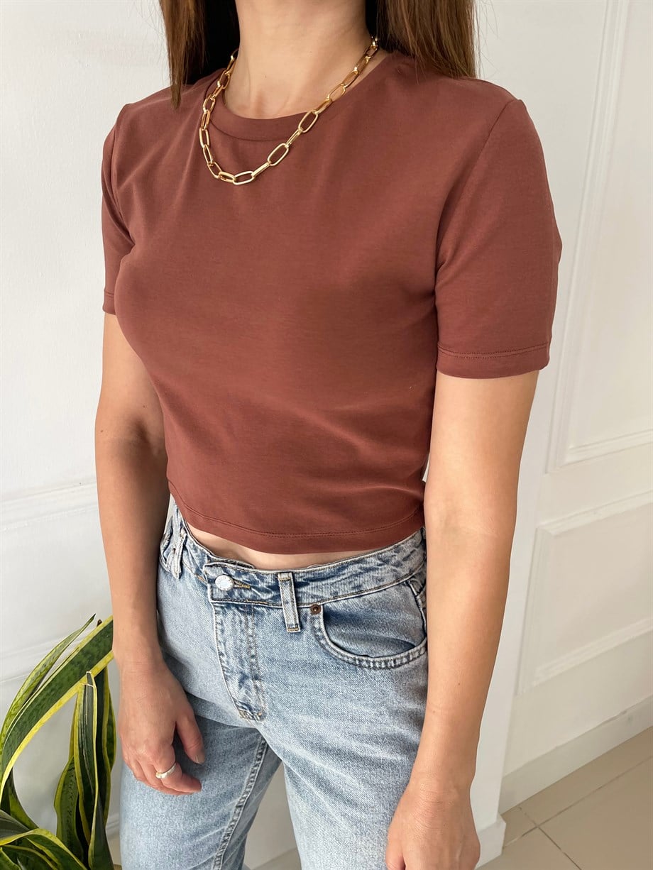 Crop Tshirt Kahve