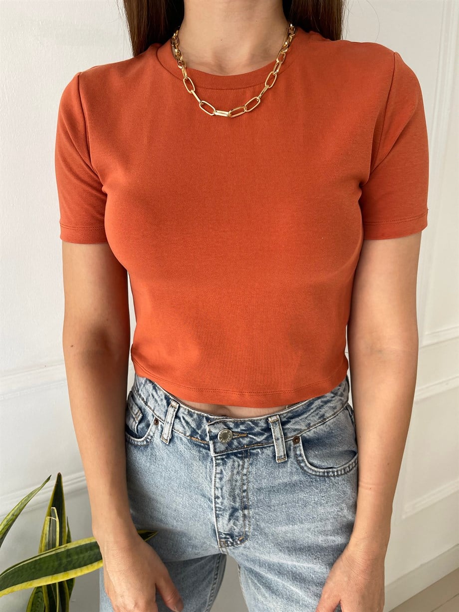 Crop Tshirt Yanık Orange