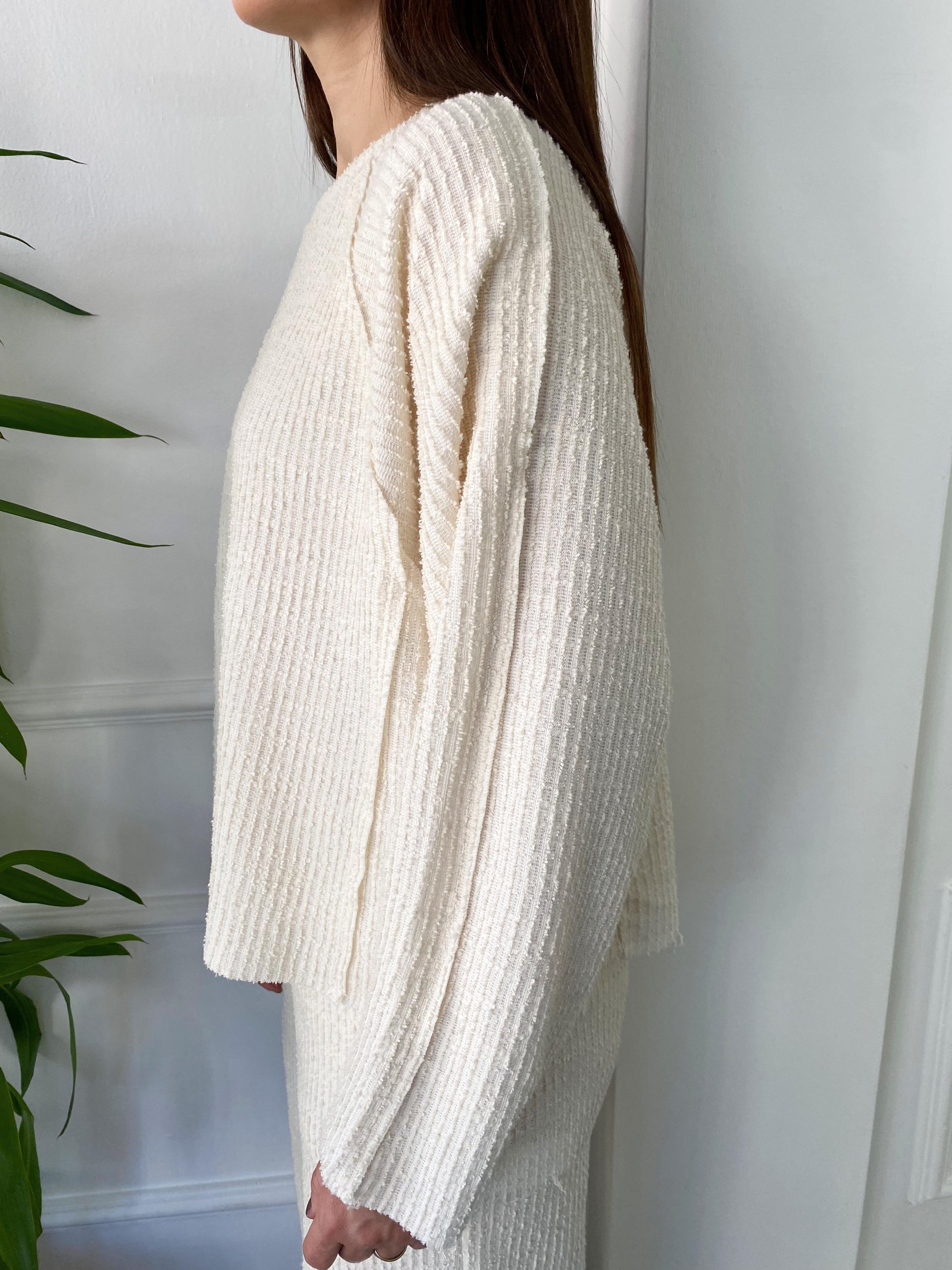 Dokulu Sweat Pantolon Takım Krem