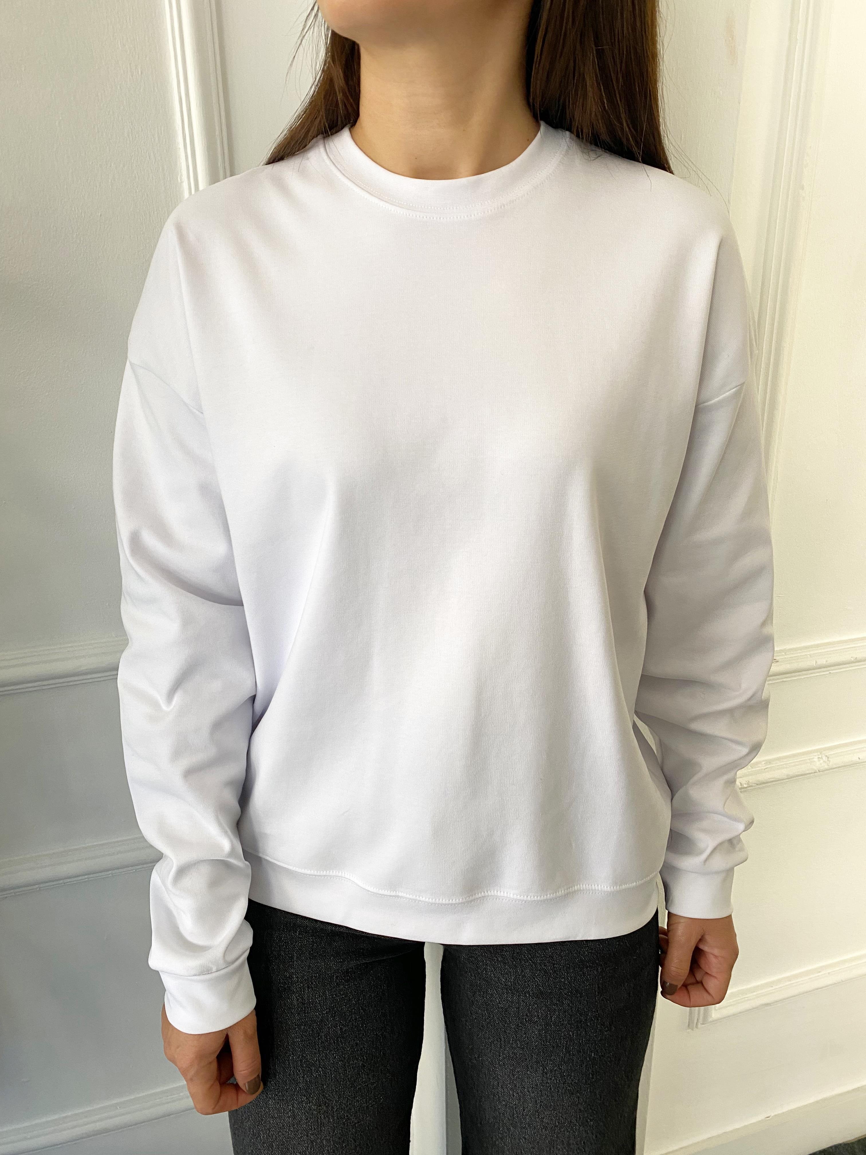 Düz Sweatshirt Beyaz