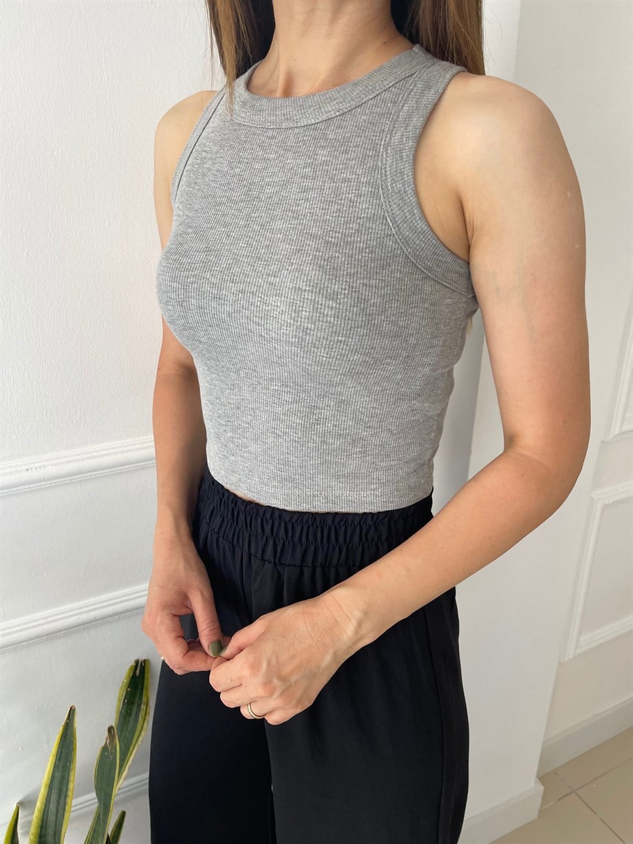 Halter Yaka Badi Gri