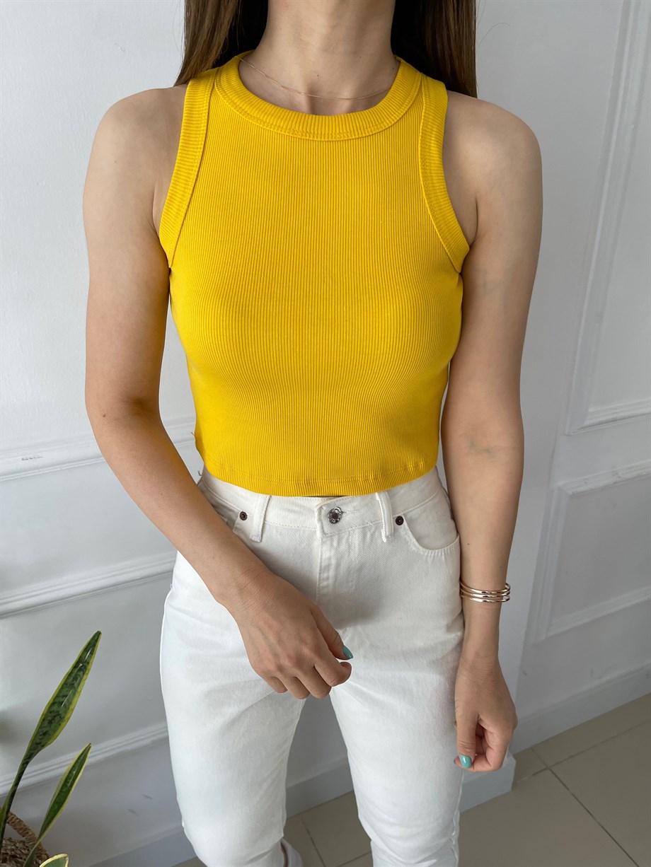 Halter Yaka Badi Sarı