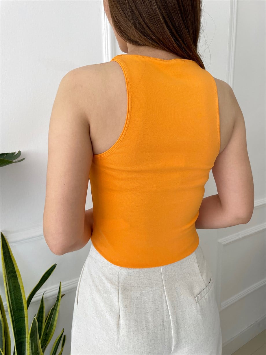 Halter Yaka Tshırt Turuncu