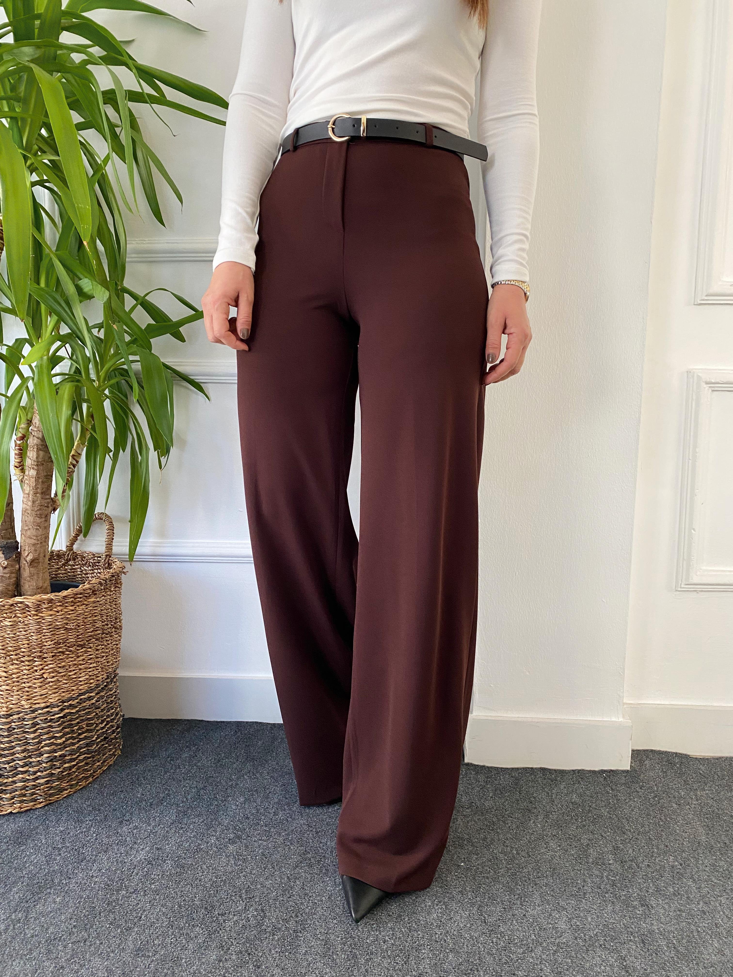 İnce Kemerli Pantolon Kahve