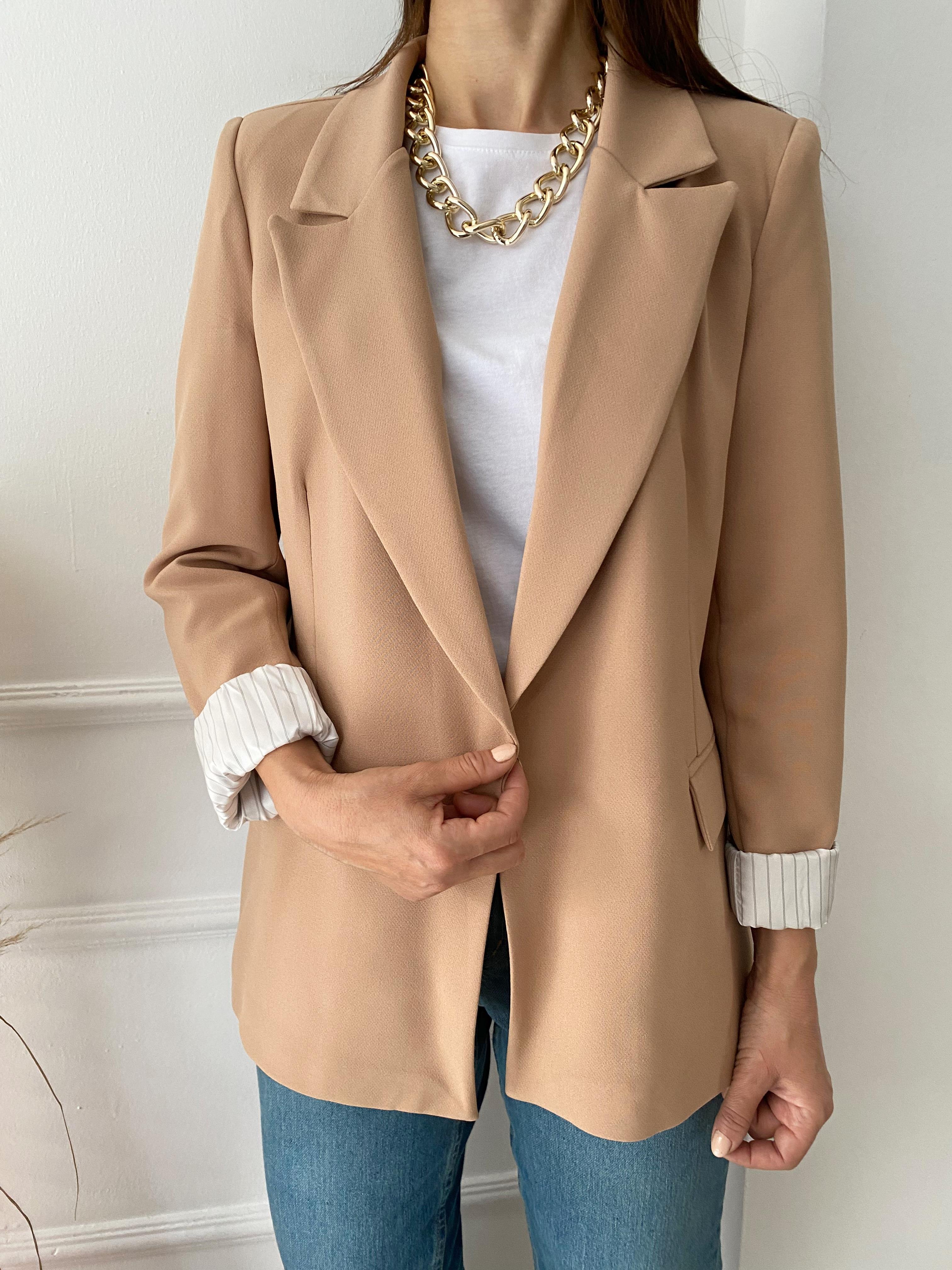 Kolu Katlamalı Blazer Ceket Camel