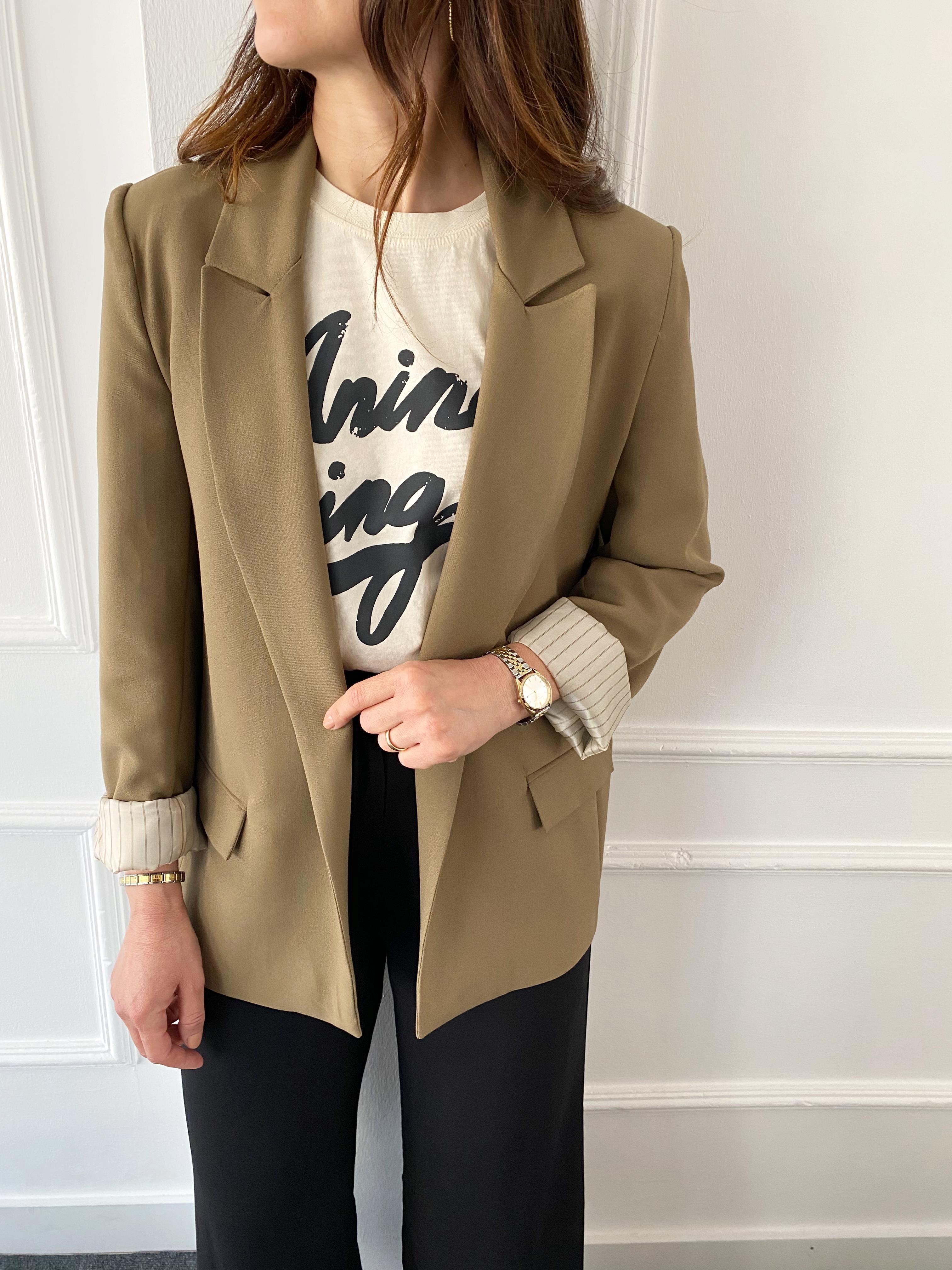 Kolu Katlamalı Blazer Ceket Haki