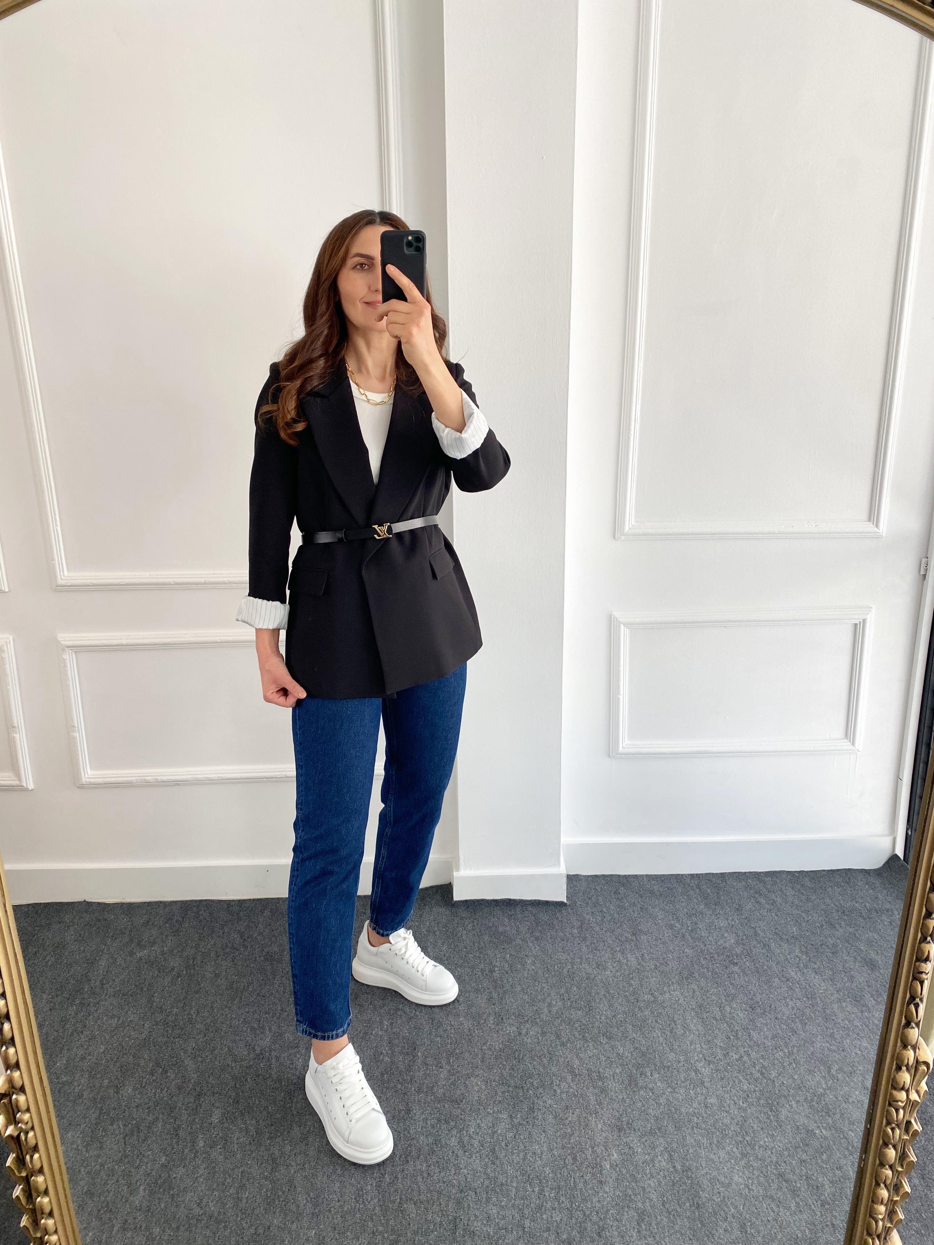 Kolu Katlamalı Blazer Ceket Siyah