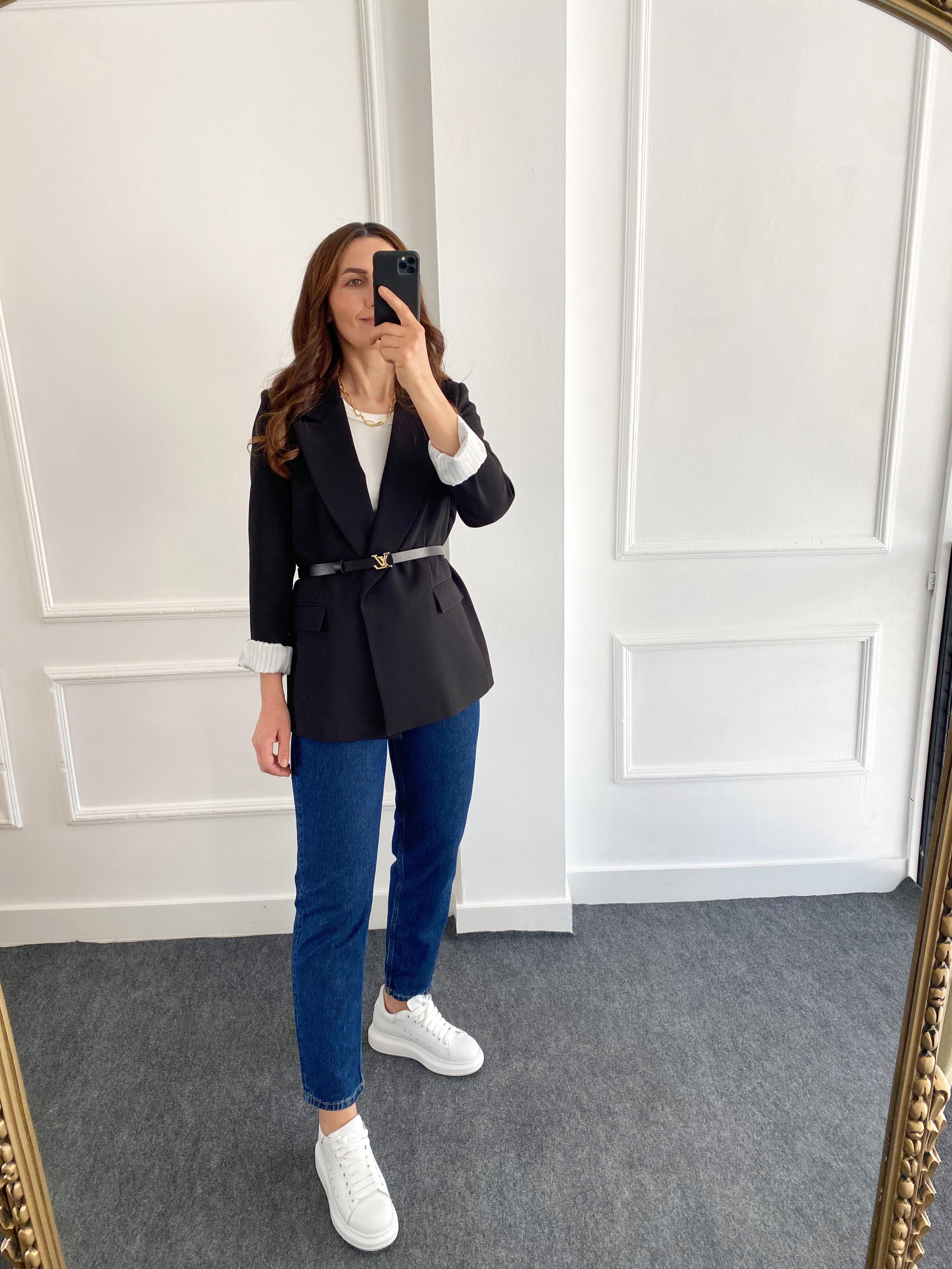 Kolu Katlamalı Blazer Ceket Siyah