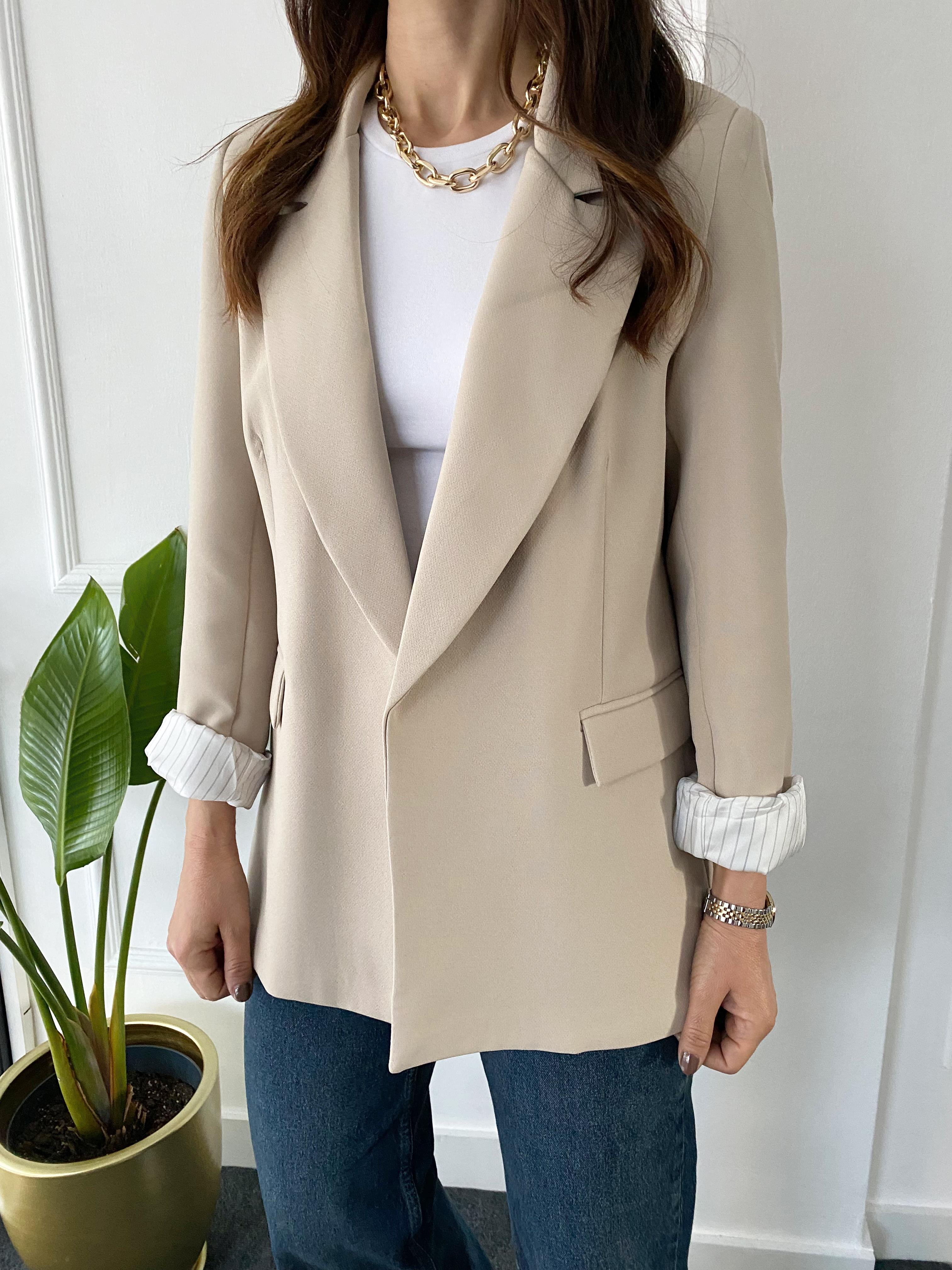 Kolu Katlamalı  Blazer Ceket Taş