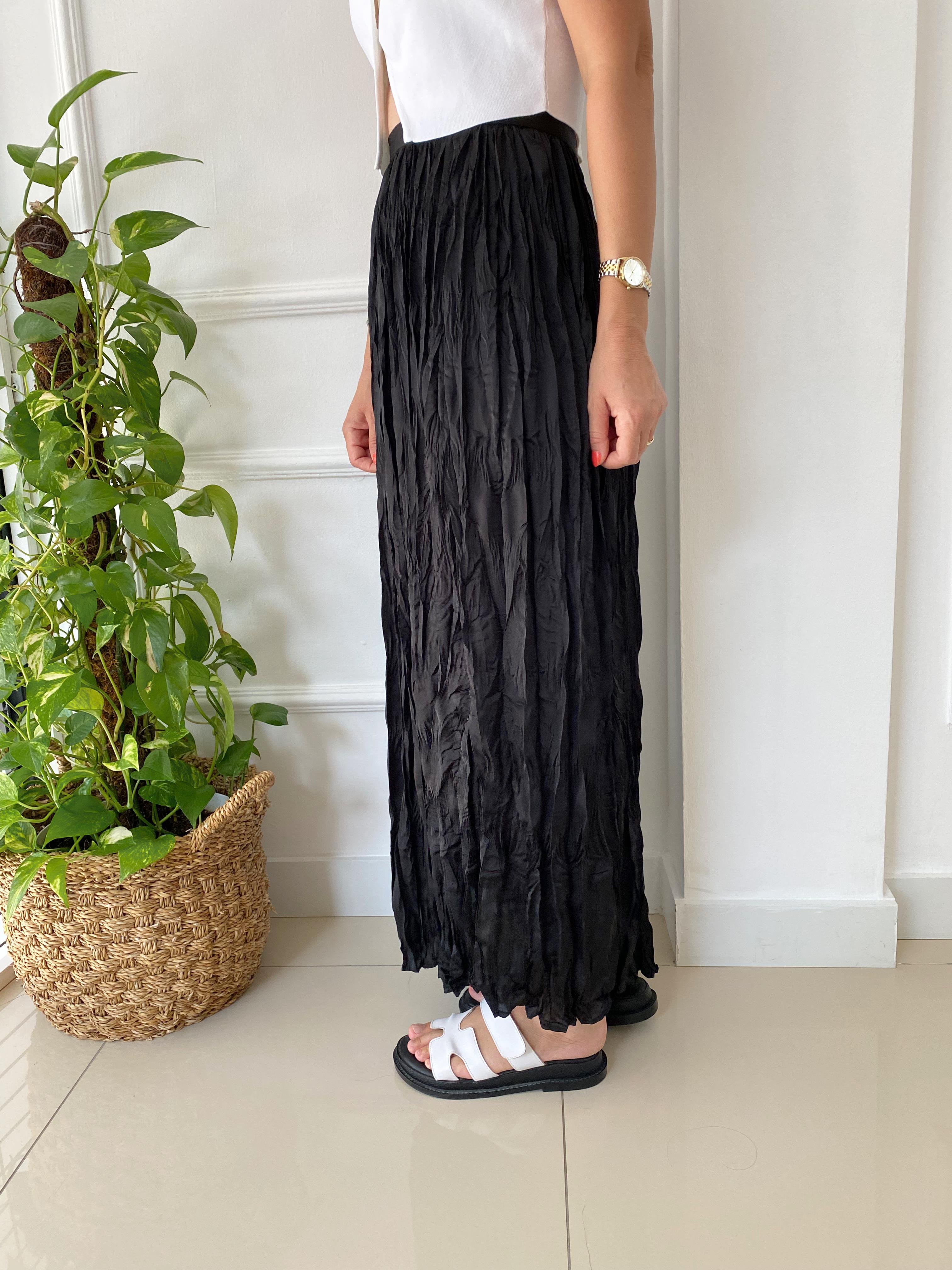 Kraslı Maxi Etek Siyah