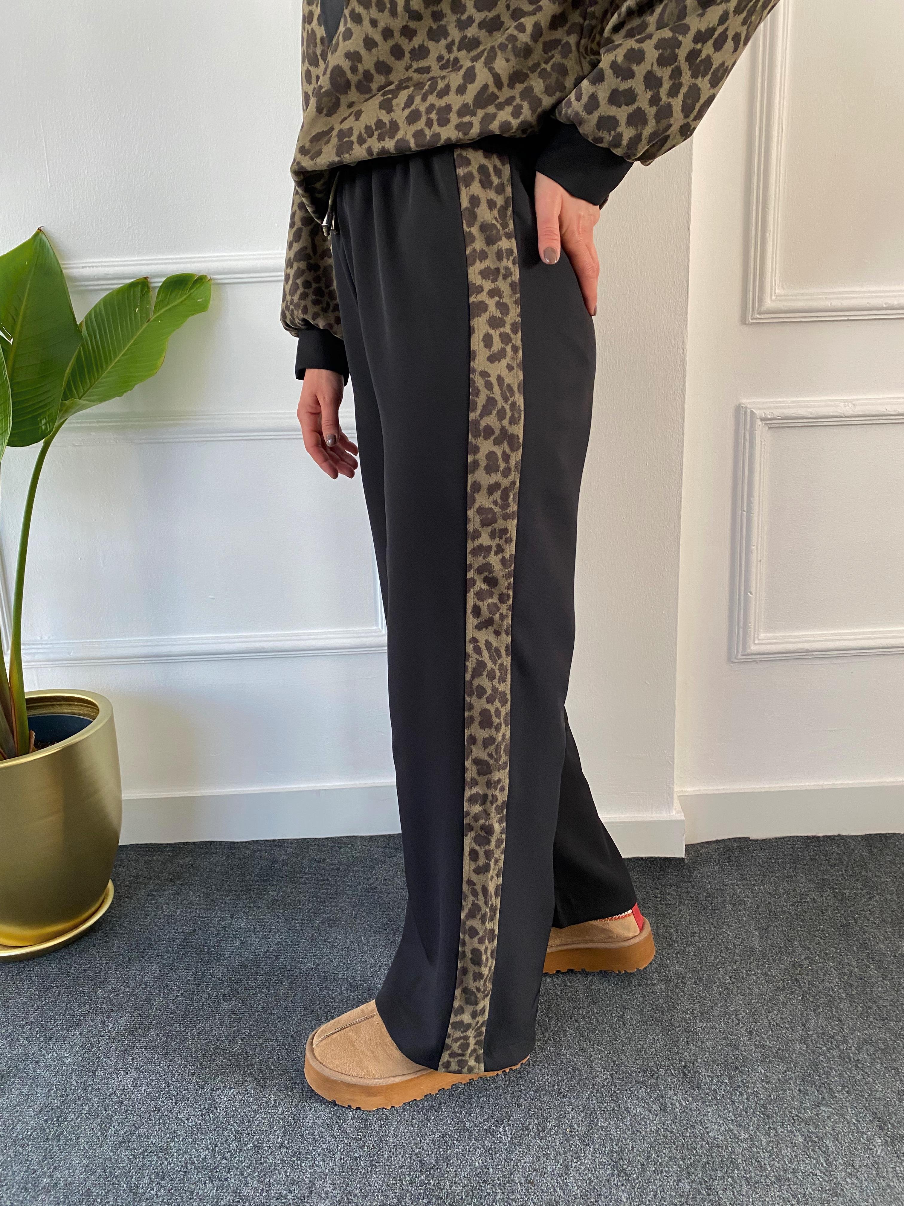 Leopar Süet Takım Haki Siyah