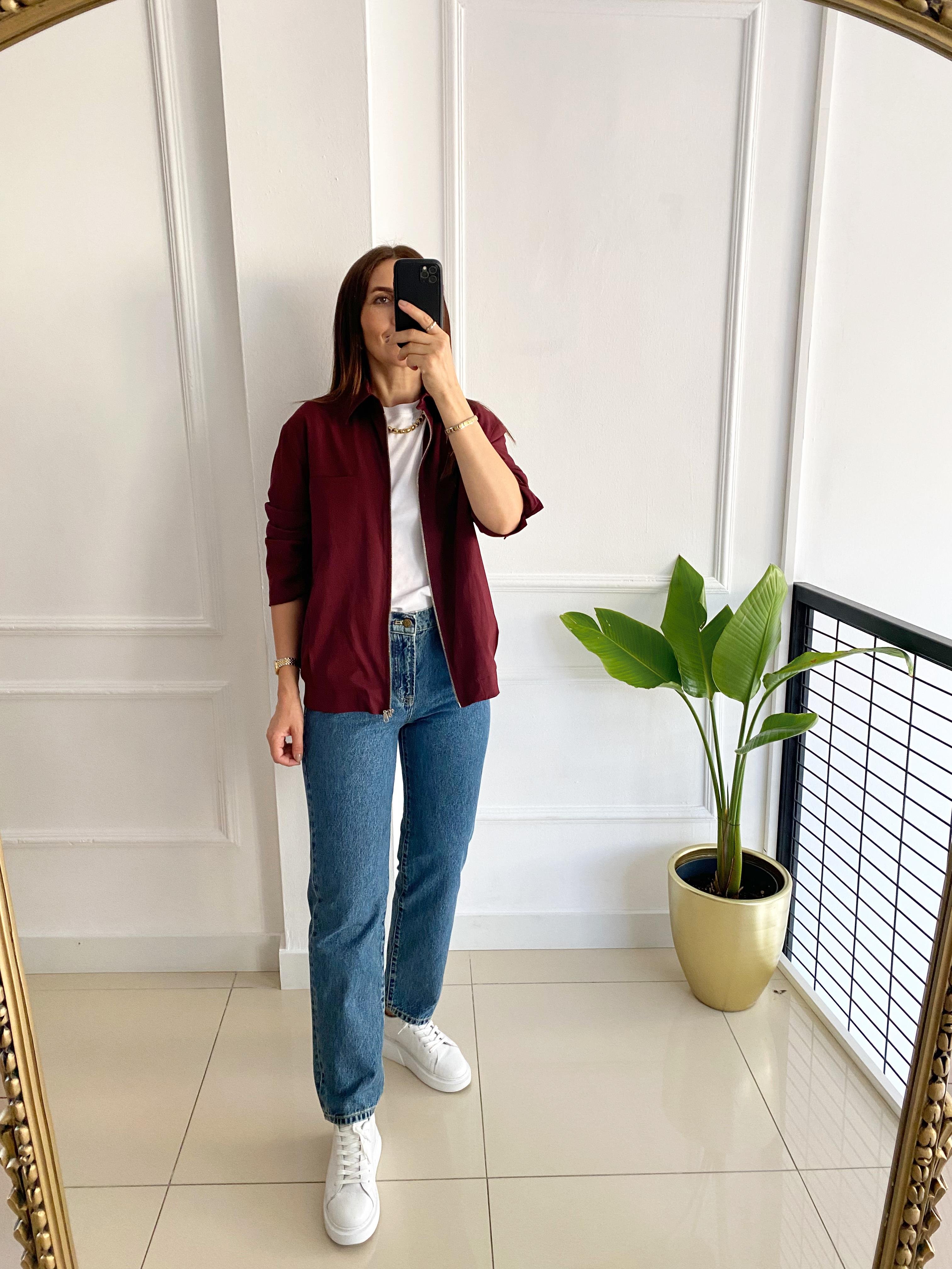 Lizbon Fermuarlı Ceket Bordo