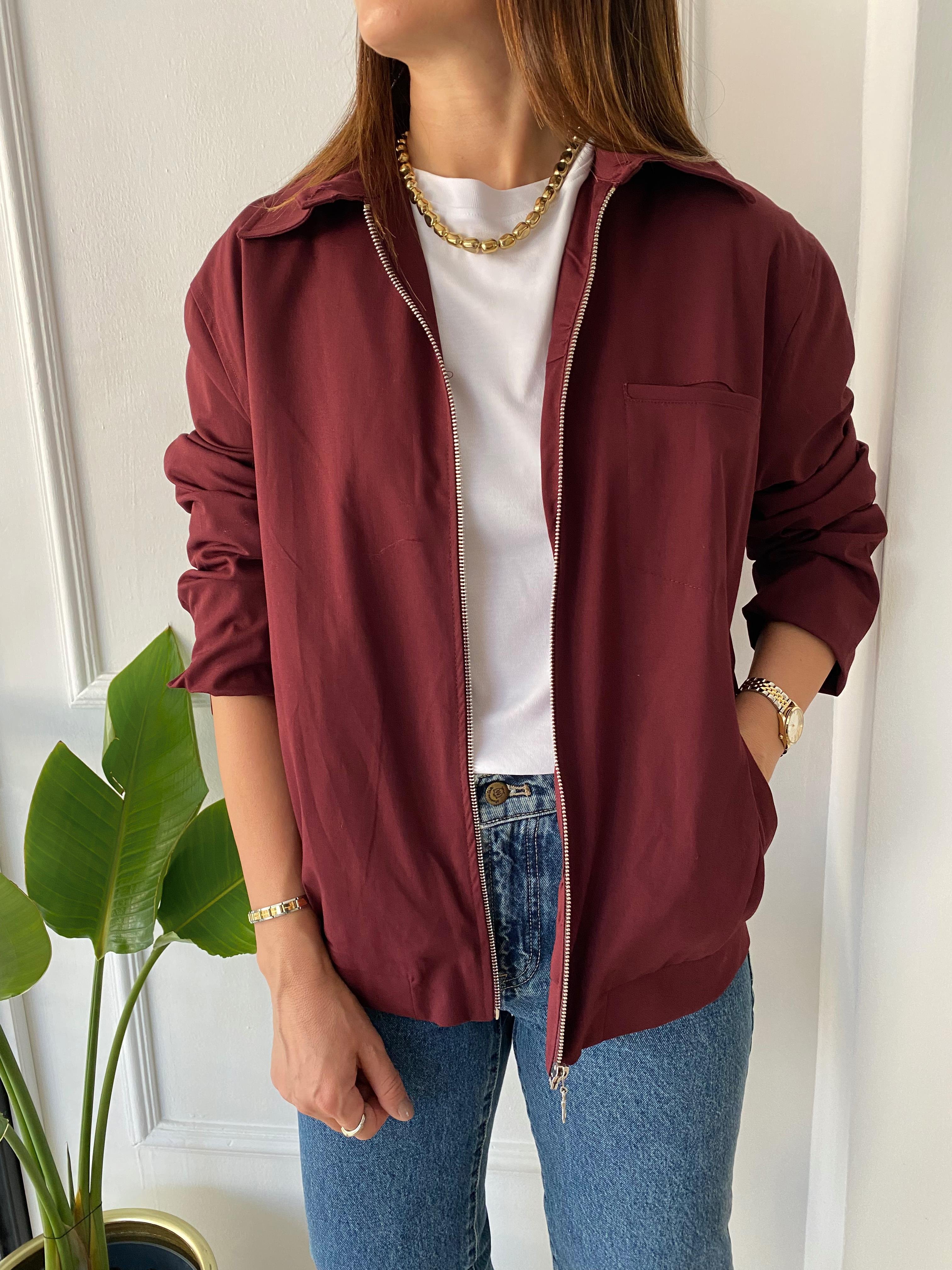 Lizbon Fermuarlı Ceket Bordo