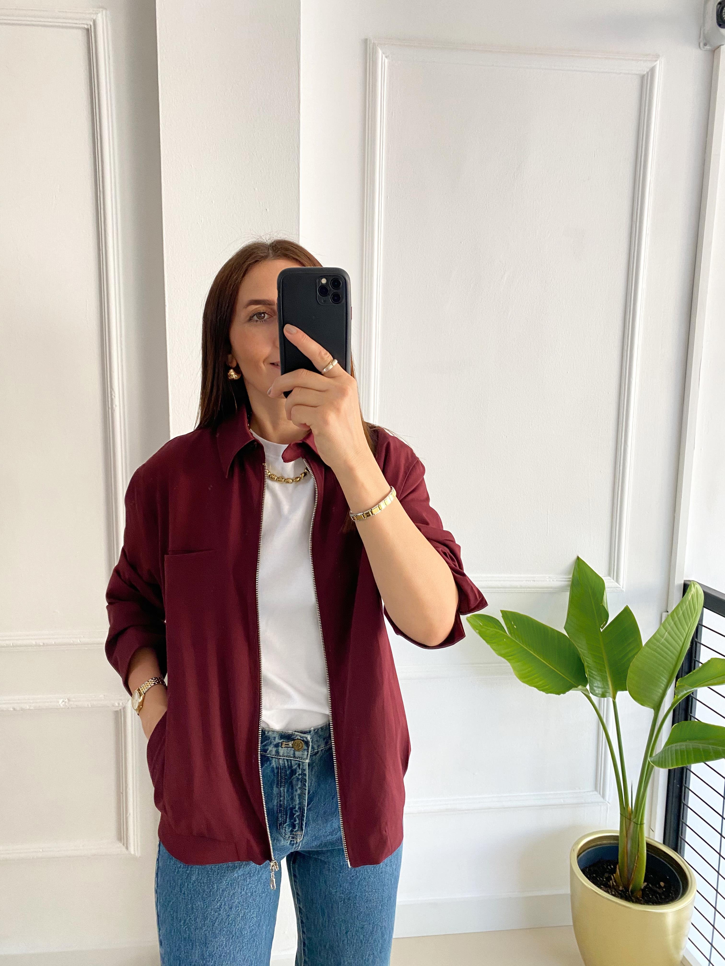 Lizbon Fermuarlı Ceket Bordo
