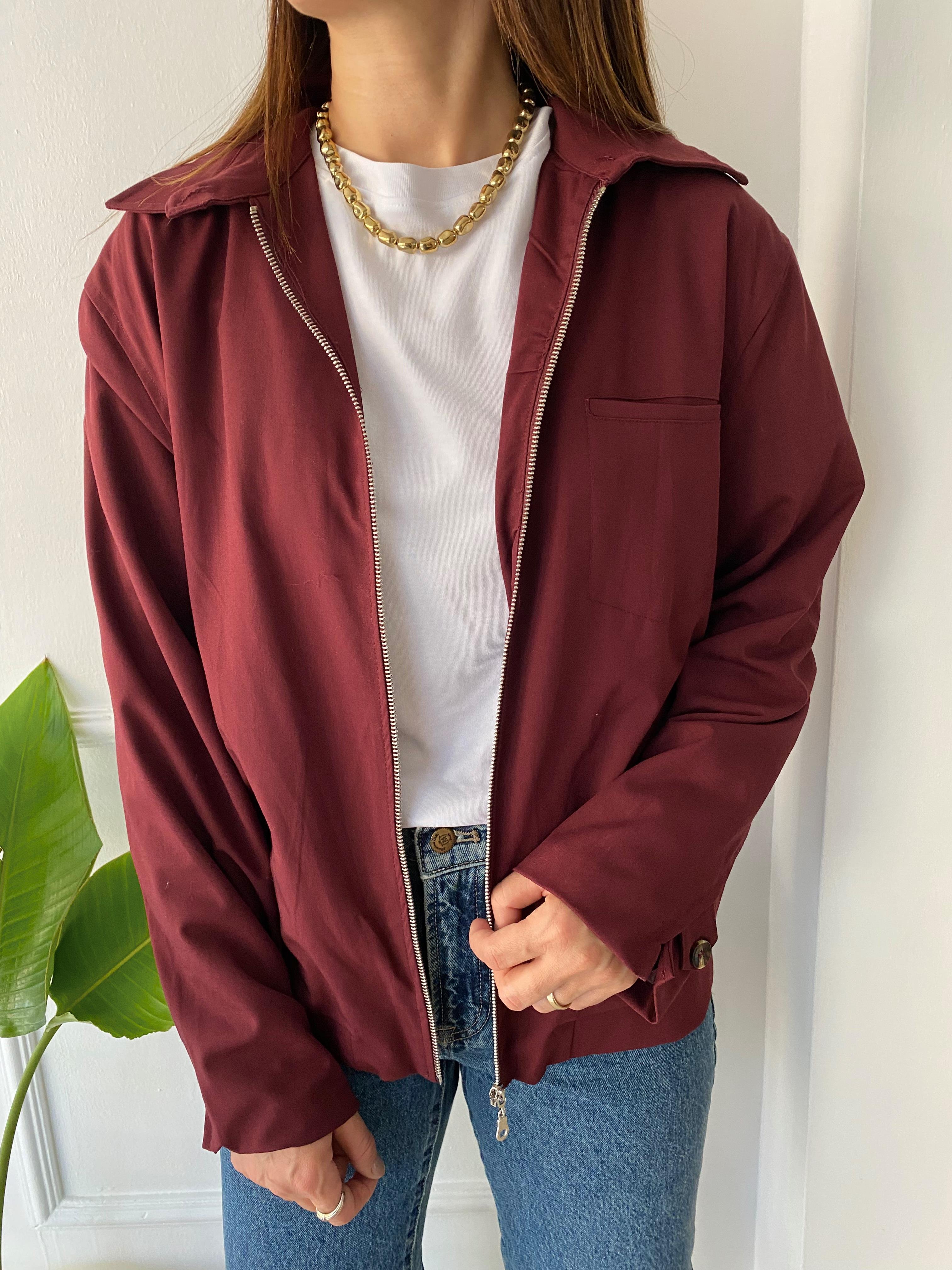Lizbon Fermuarlı Ceket Bordo