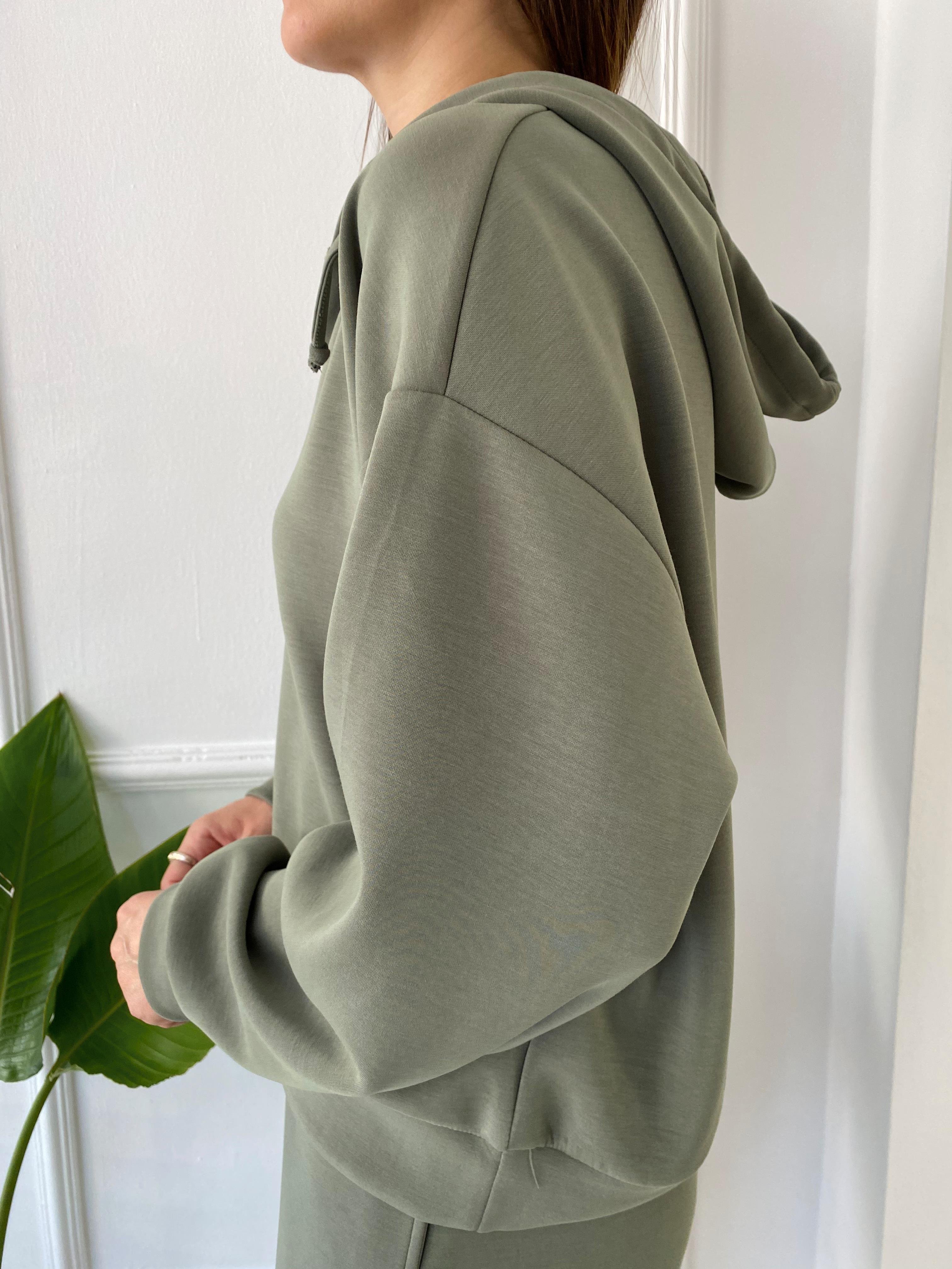 Modal Kapşonlu Sweat Açık Haki