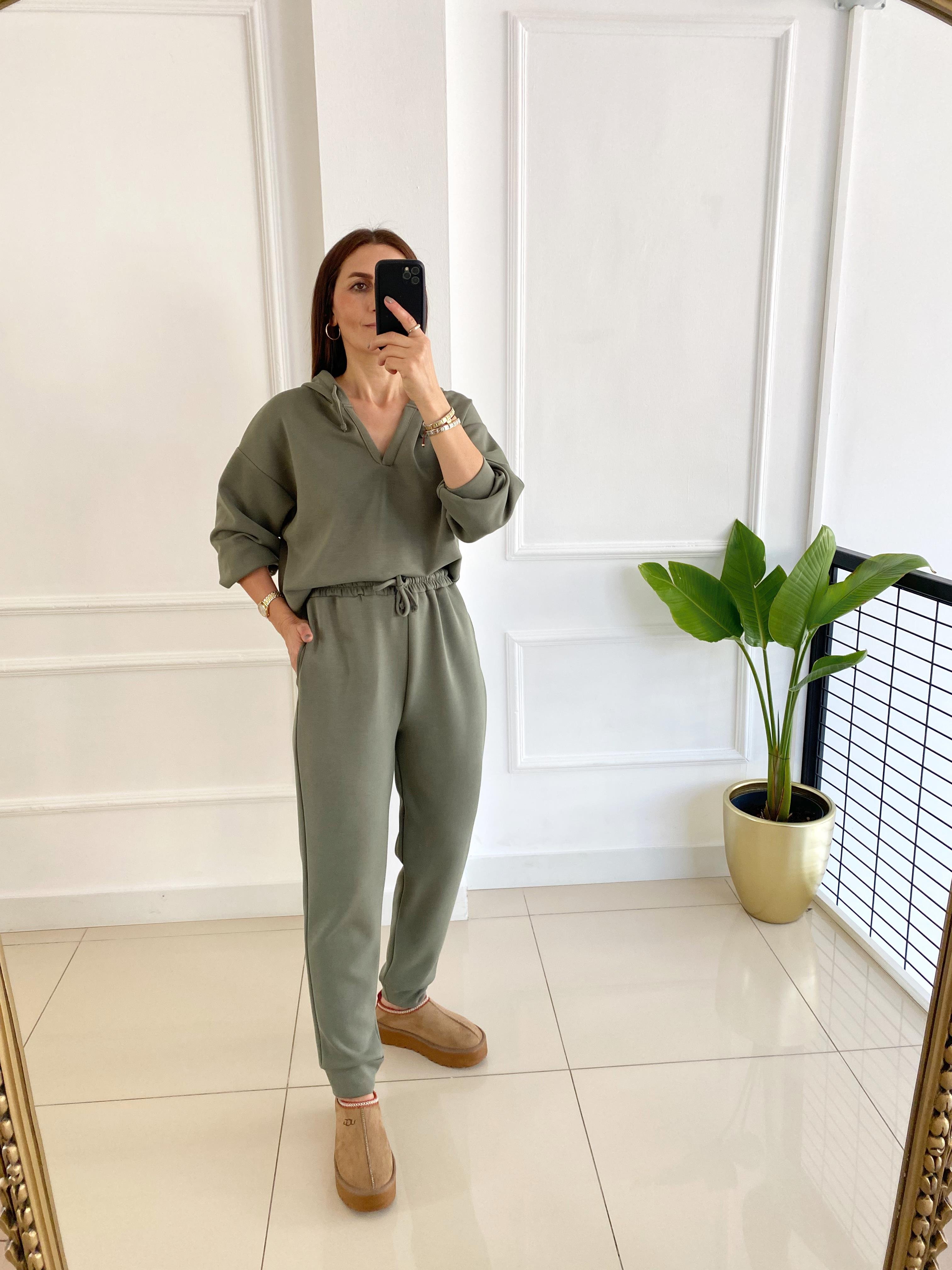 Modal Kapşonlu Sweat Açık Haki