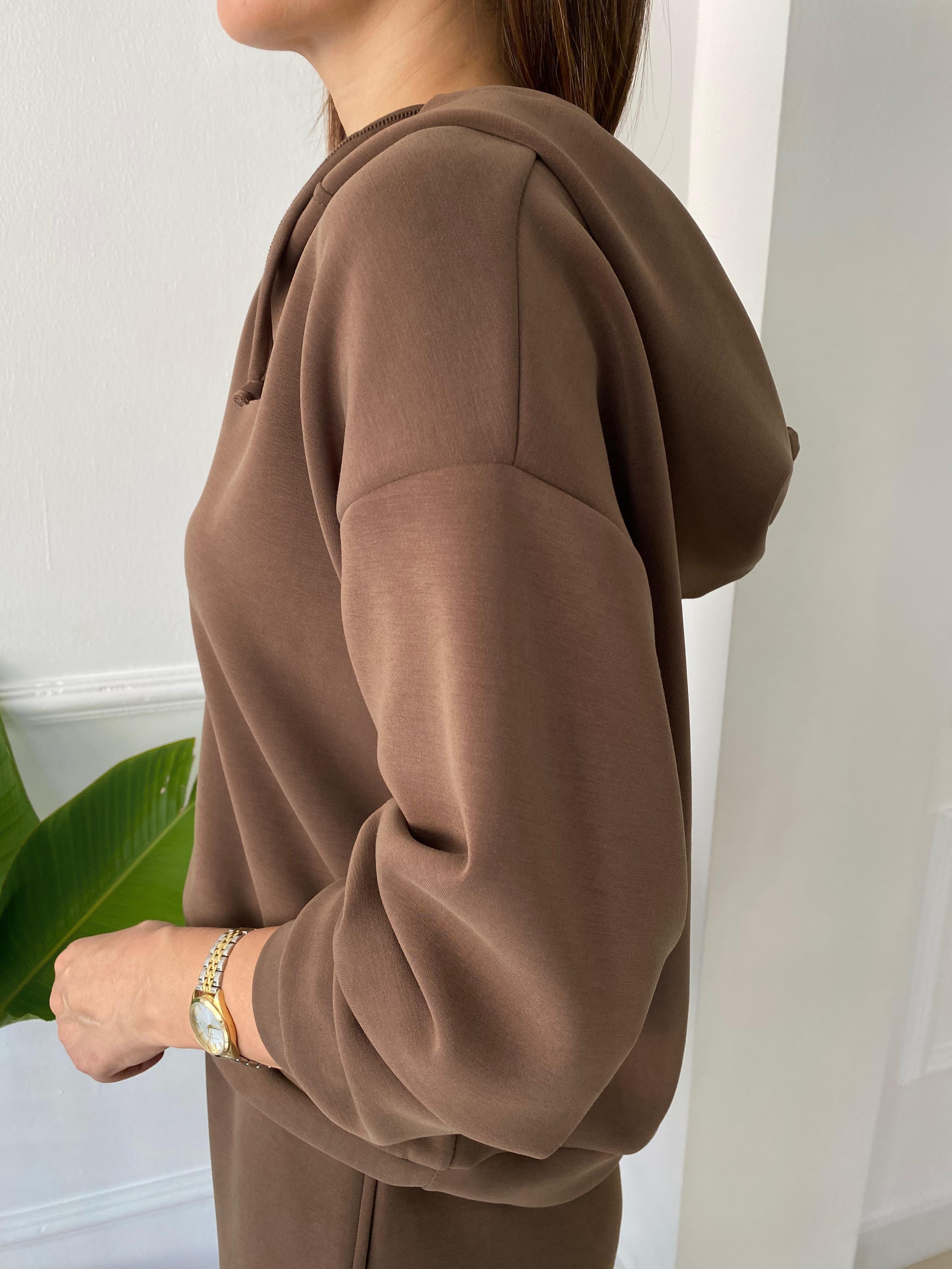 Modal Kapşonlu Sweat Kahve