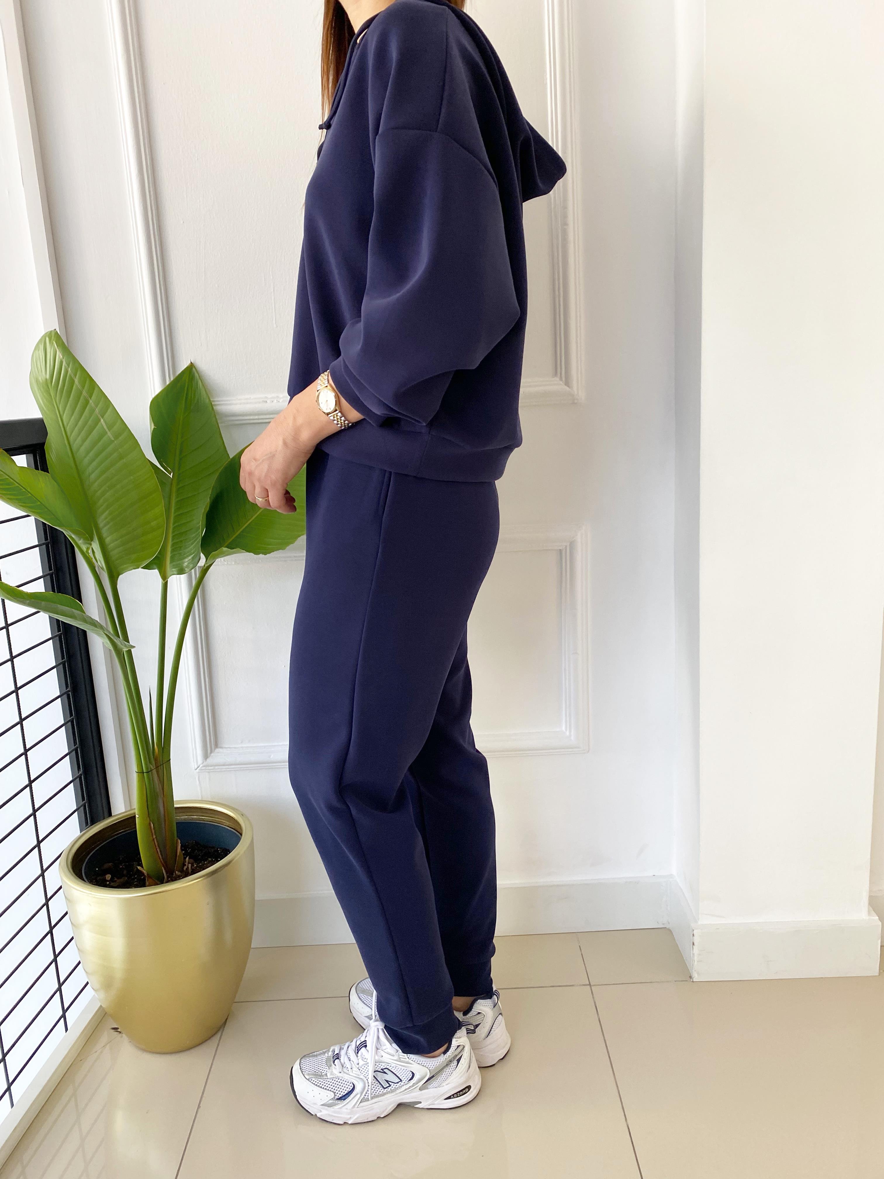 Modal Kapşonlu Sweat Lacivert