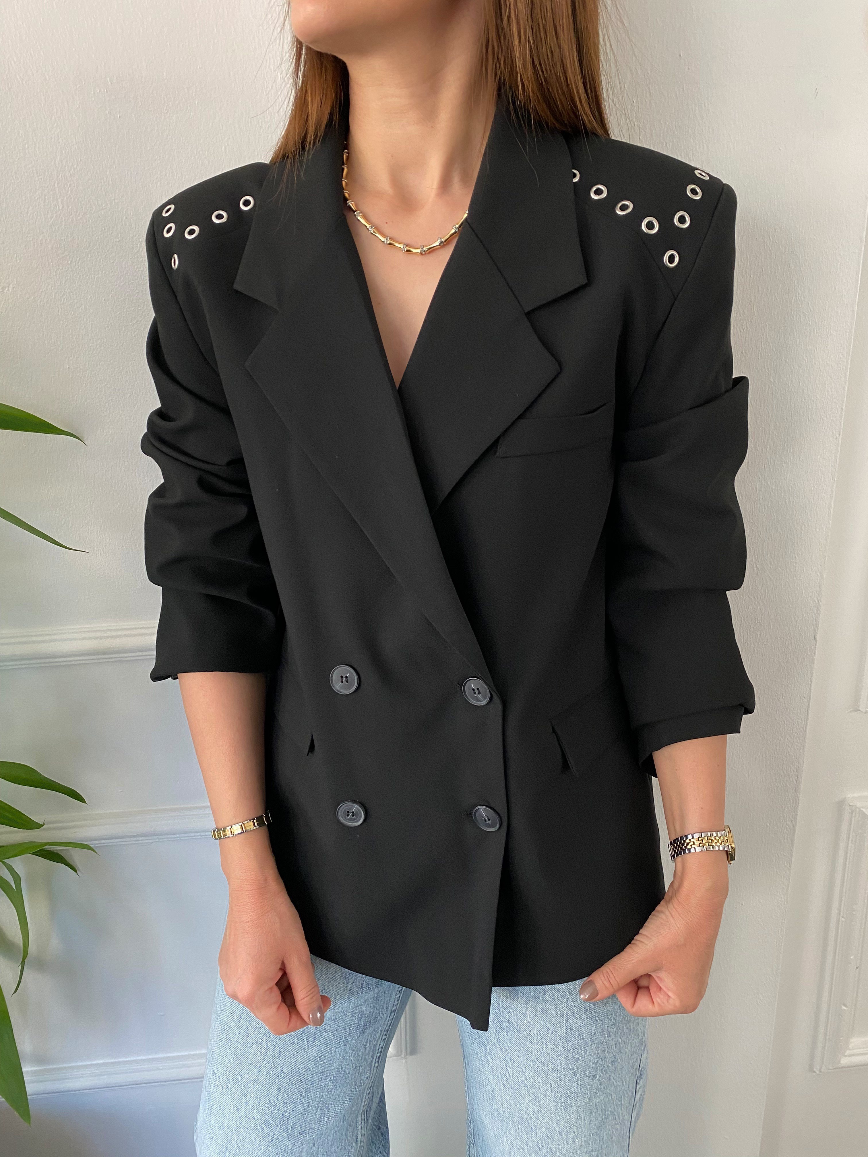 Omuz Detaylı Blazer Ceket Siyah