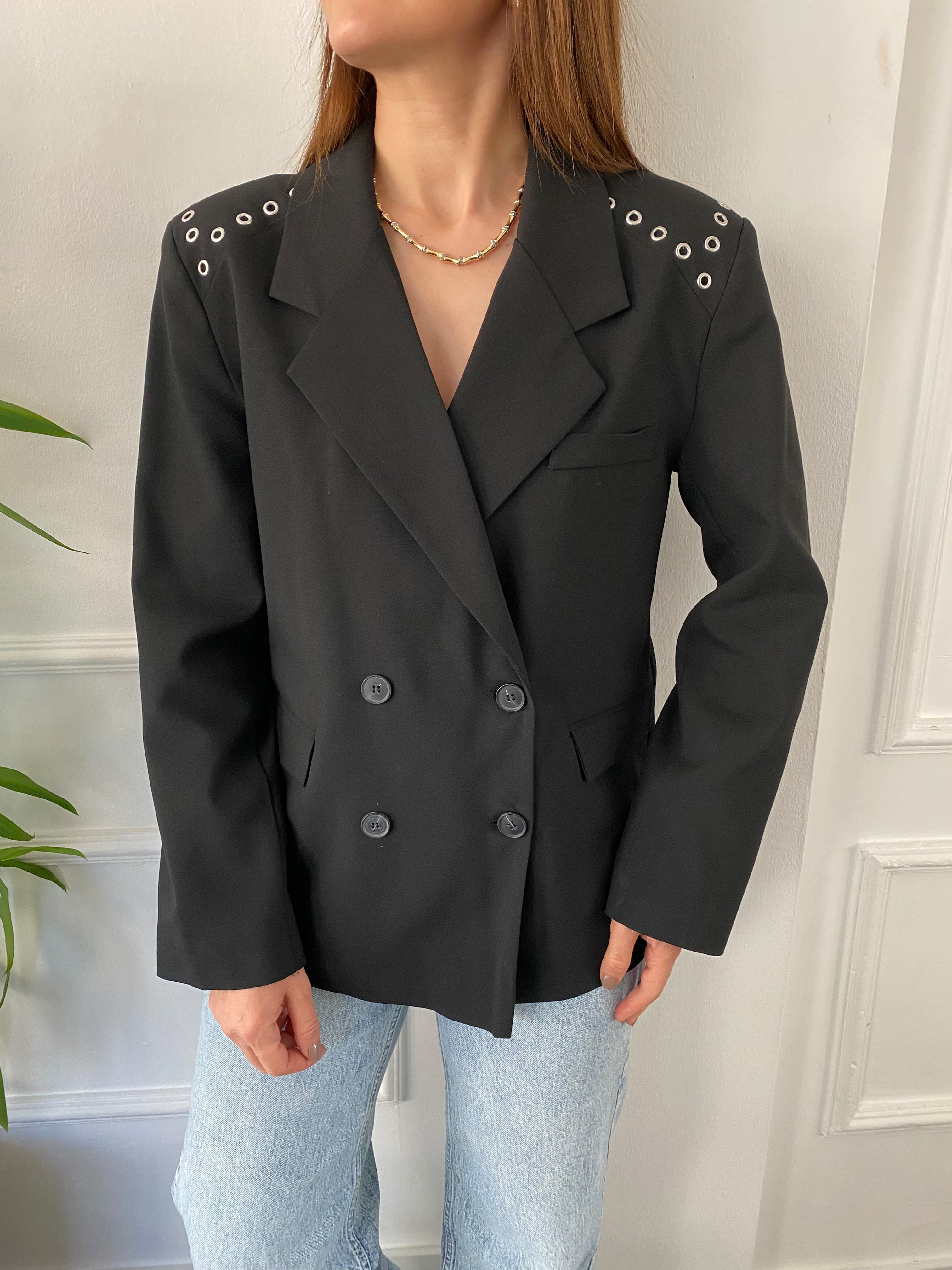 Omuz Detaylı Blazer Ceket Siyah