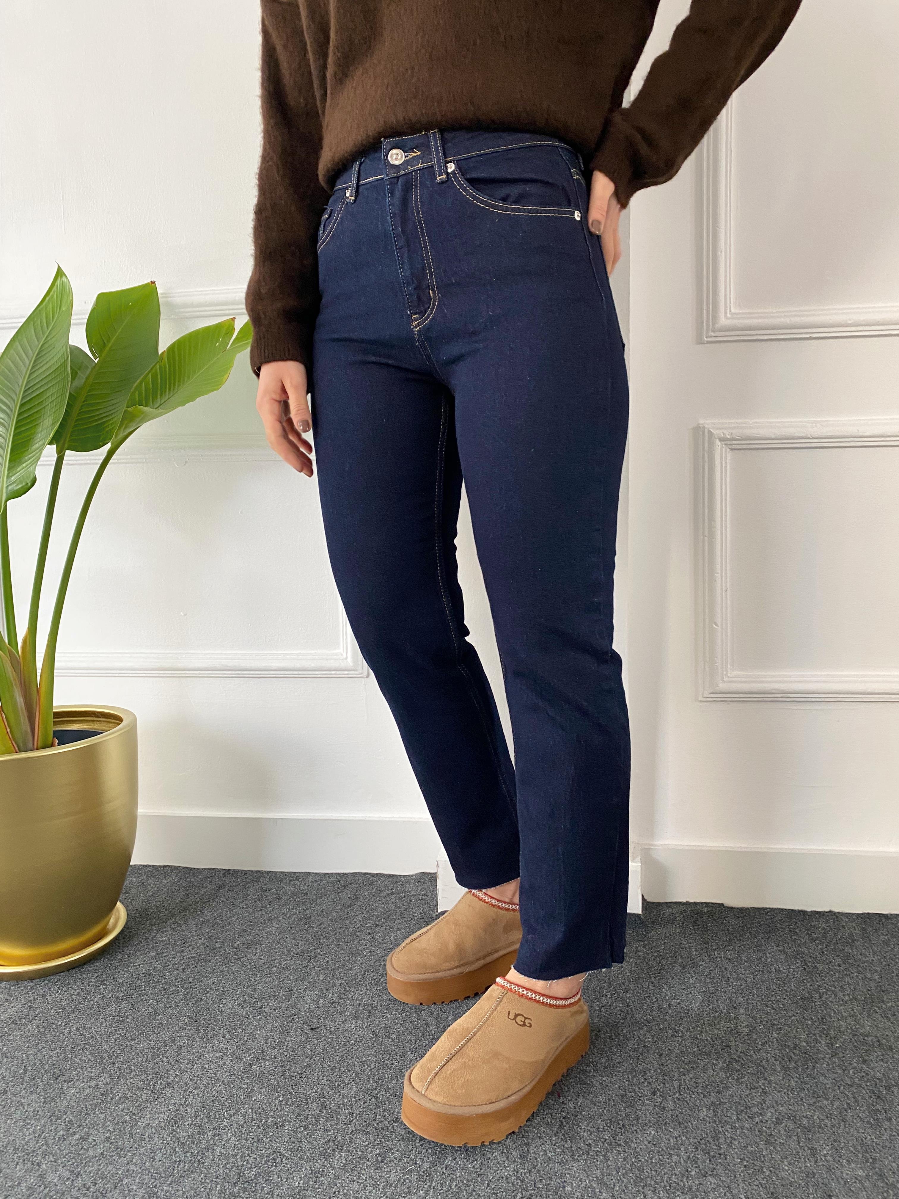 Orj Marka Boyfit Kesik Paça Jean Lacivert