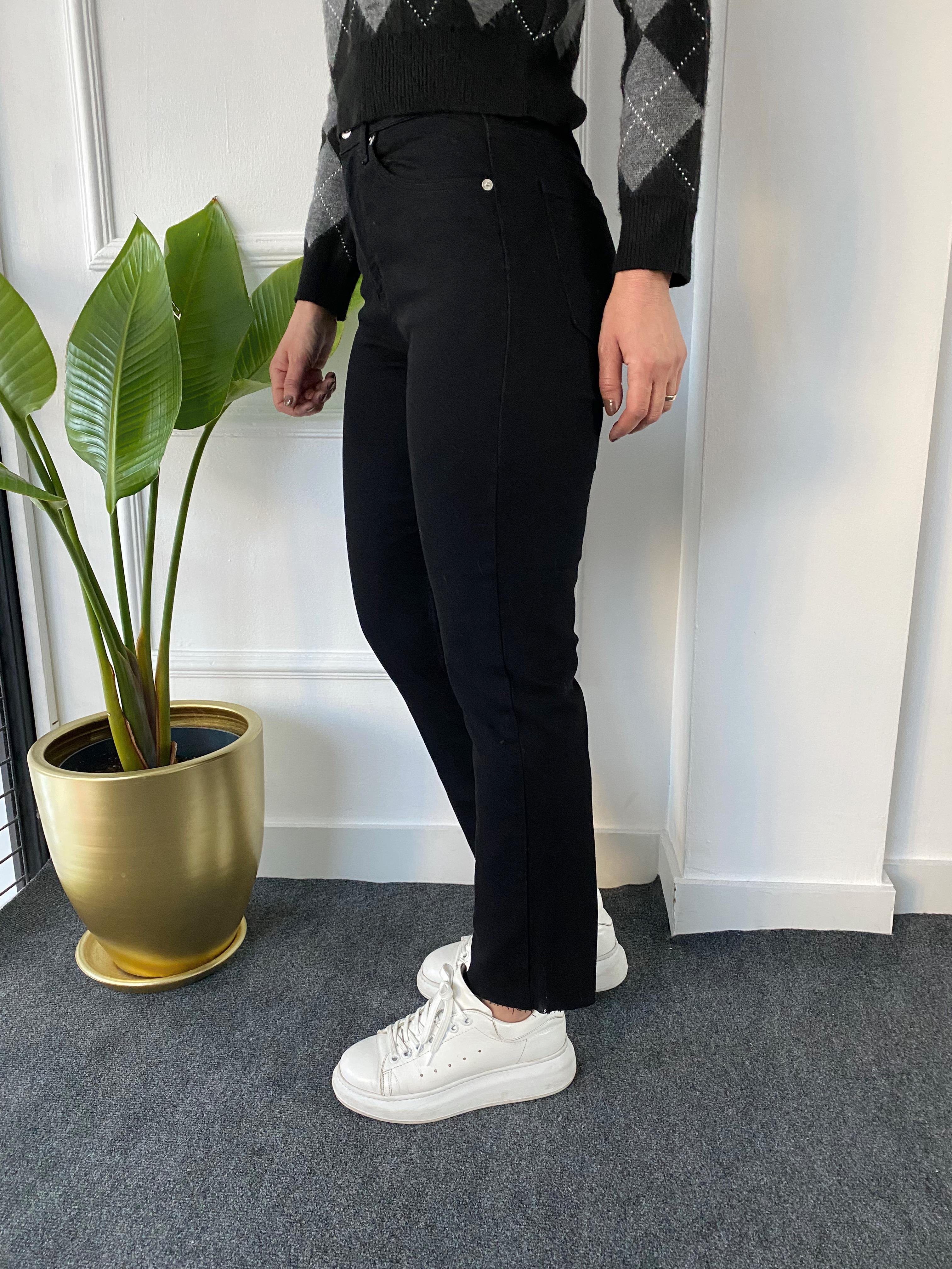 Orj Marka Boyfit Kesik Paça Jean Siyah