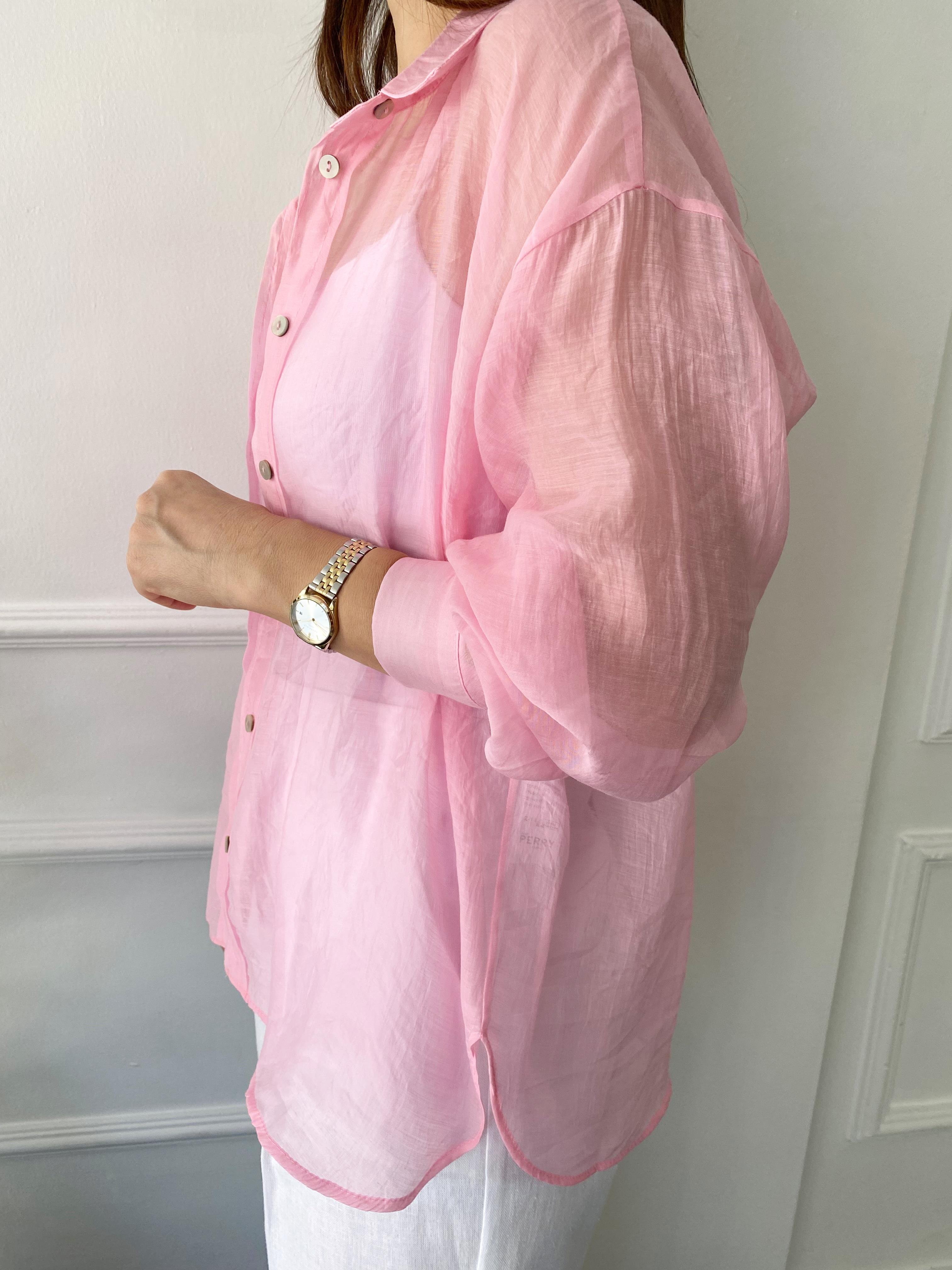 Oversize İpeksi Gömlek Pembe