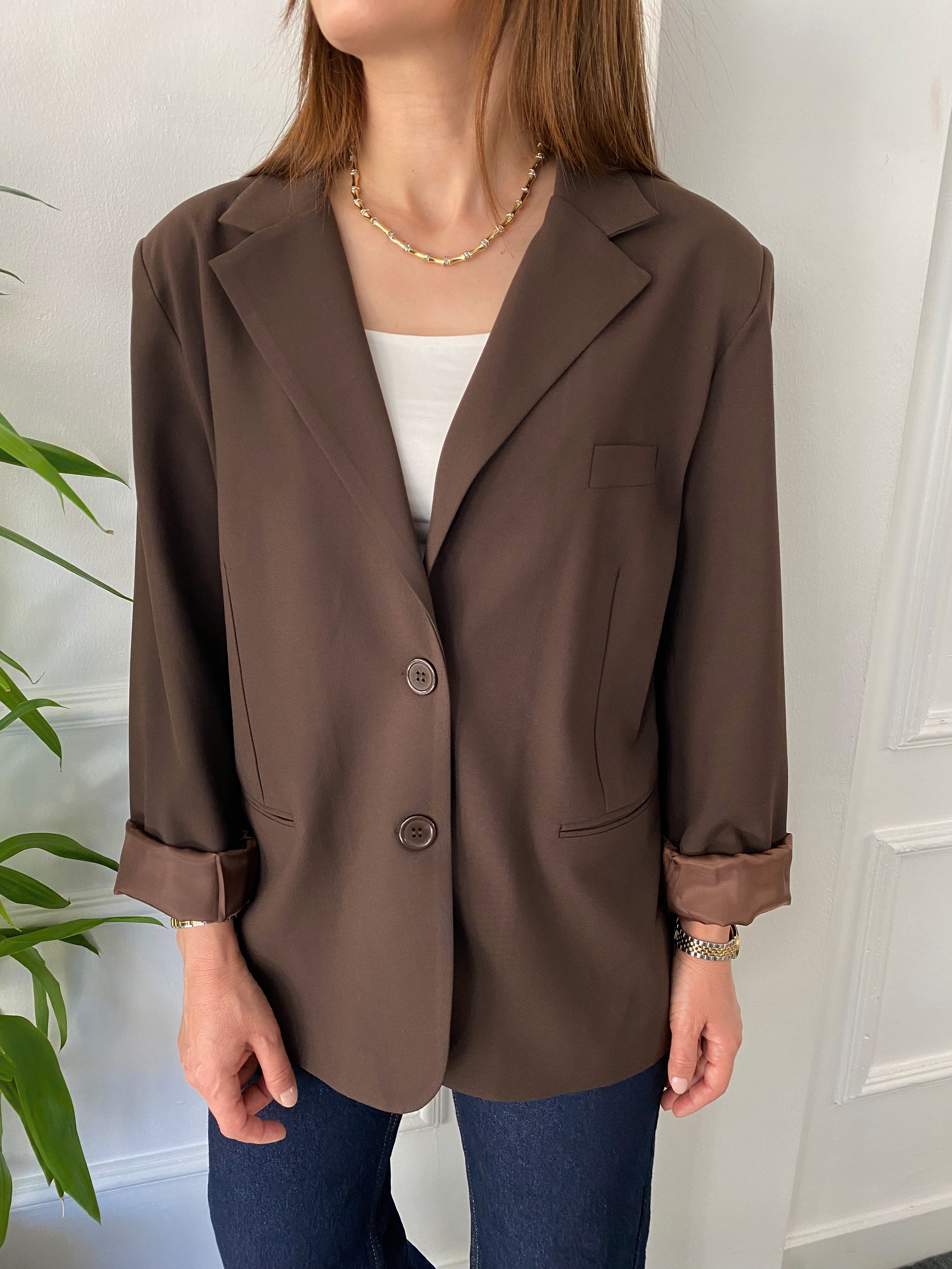 Owersize Blazer Ceket Kahve