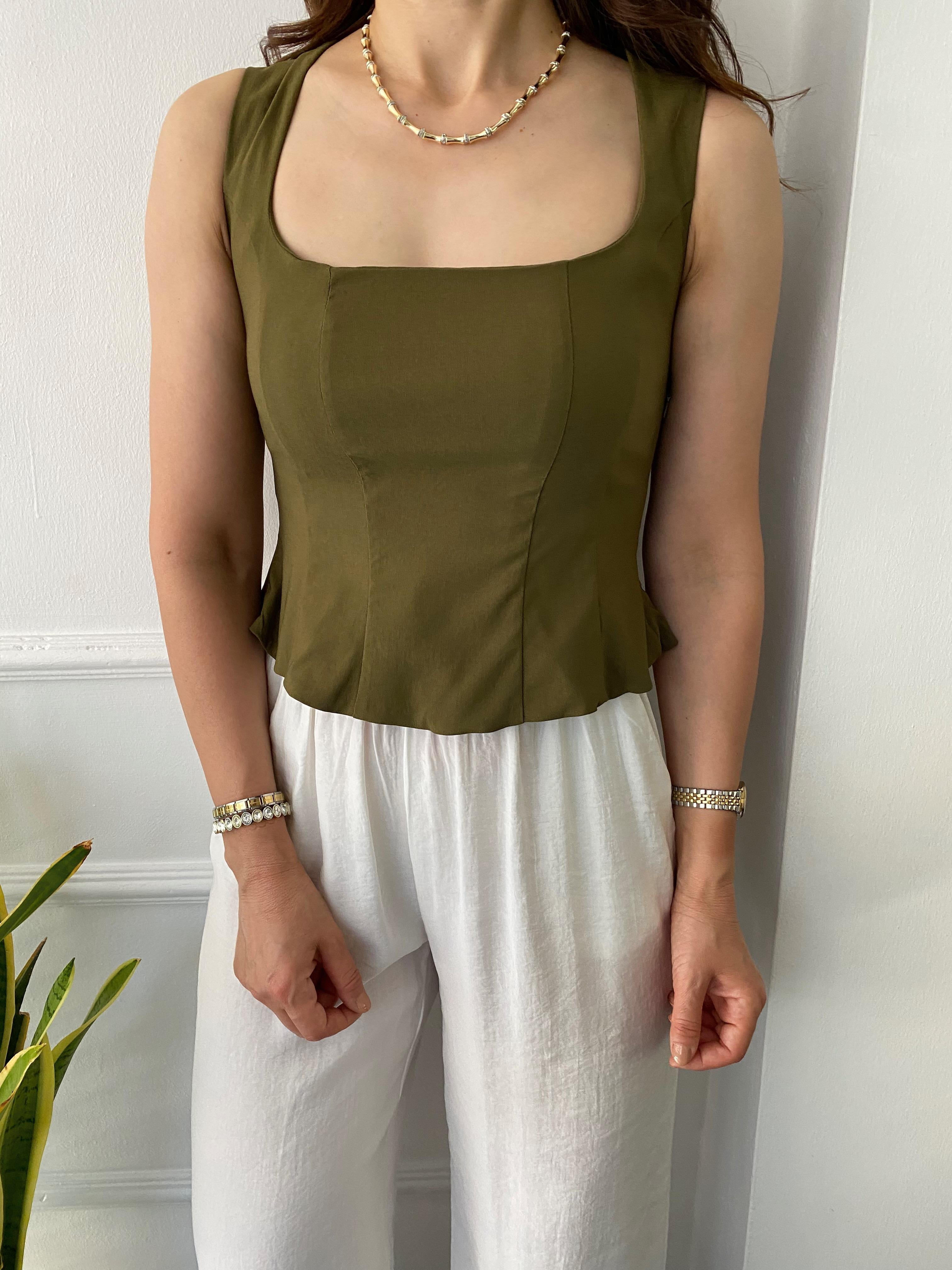 Peplum Korse Bluz Haki