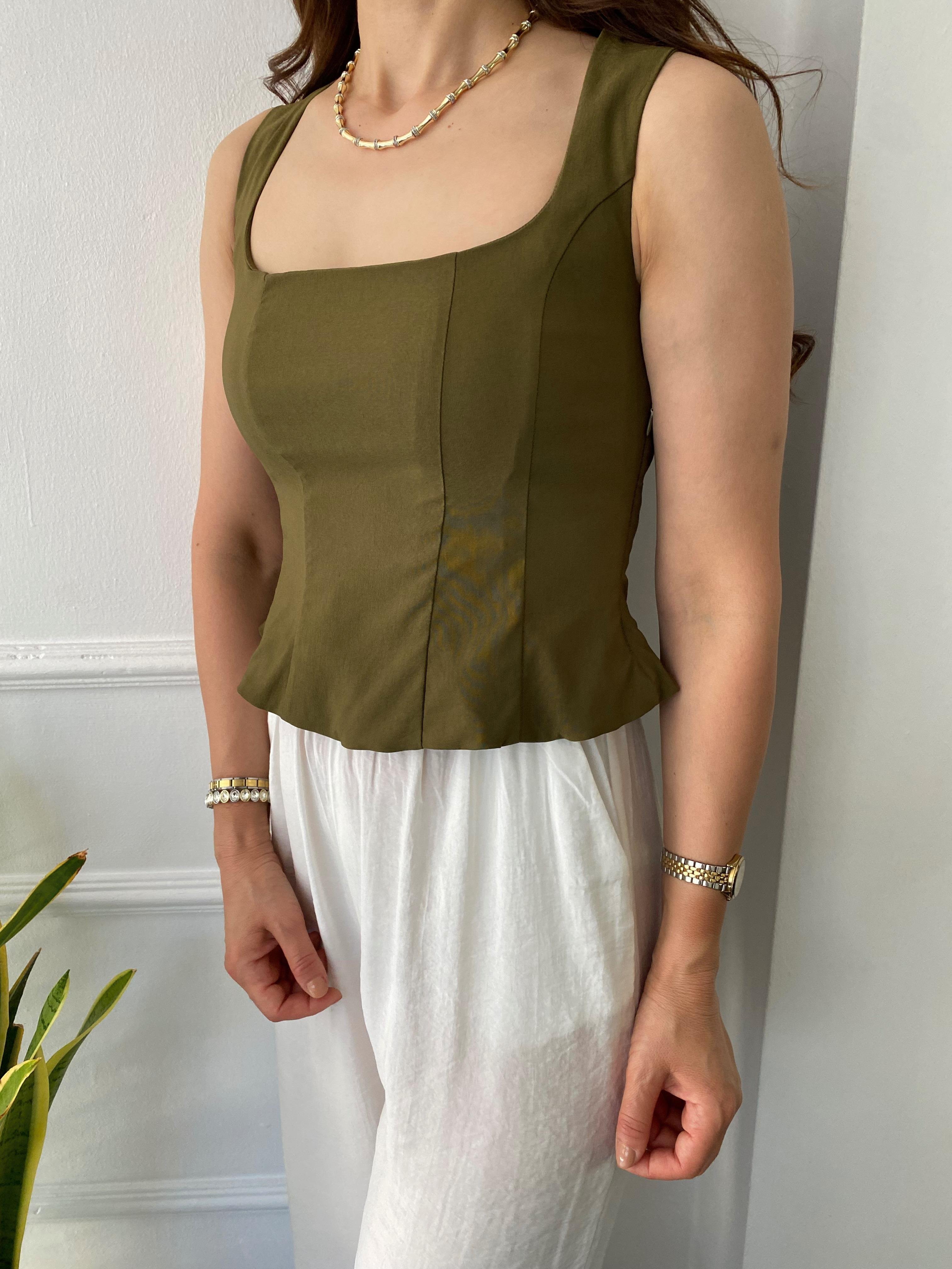 Peplum Korse Bluz Haki
