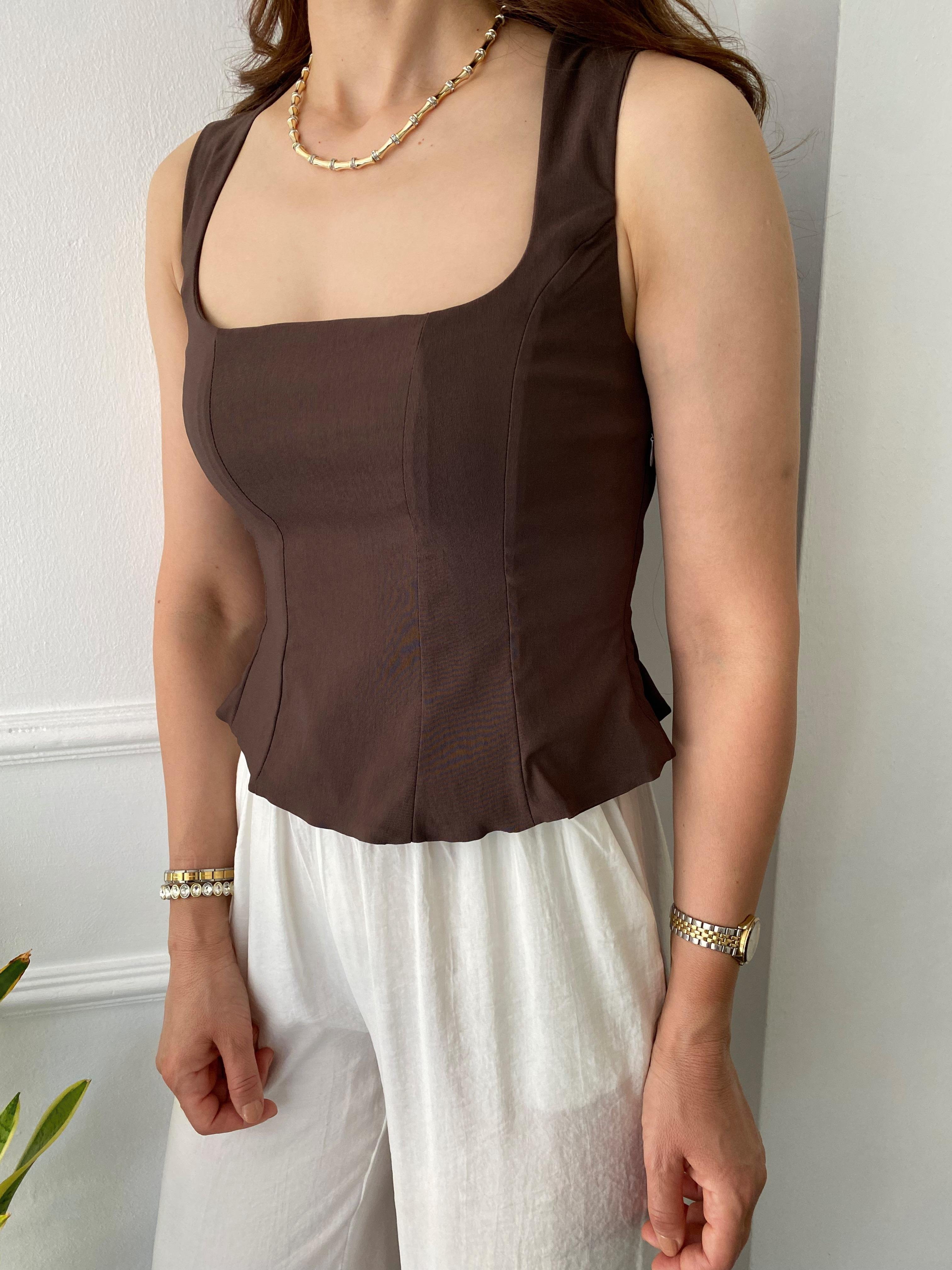Peplum Korse Bluz Kahve
