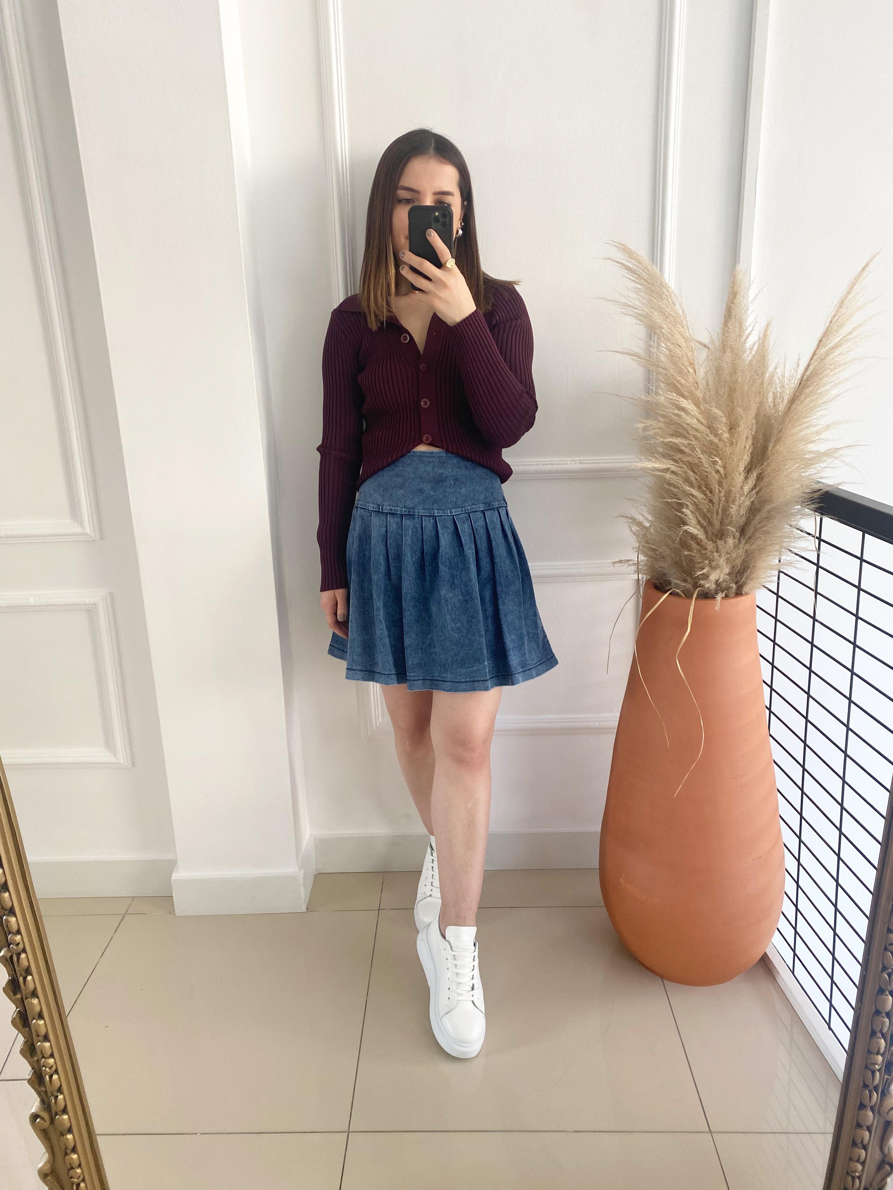 Polo Yaka Fitilli Hırka Bordo