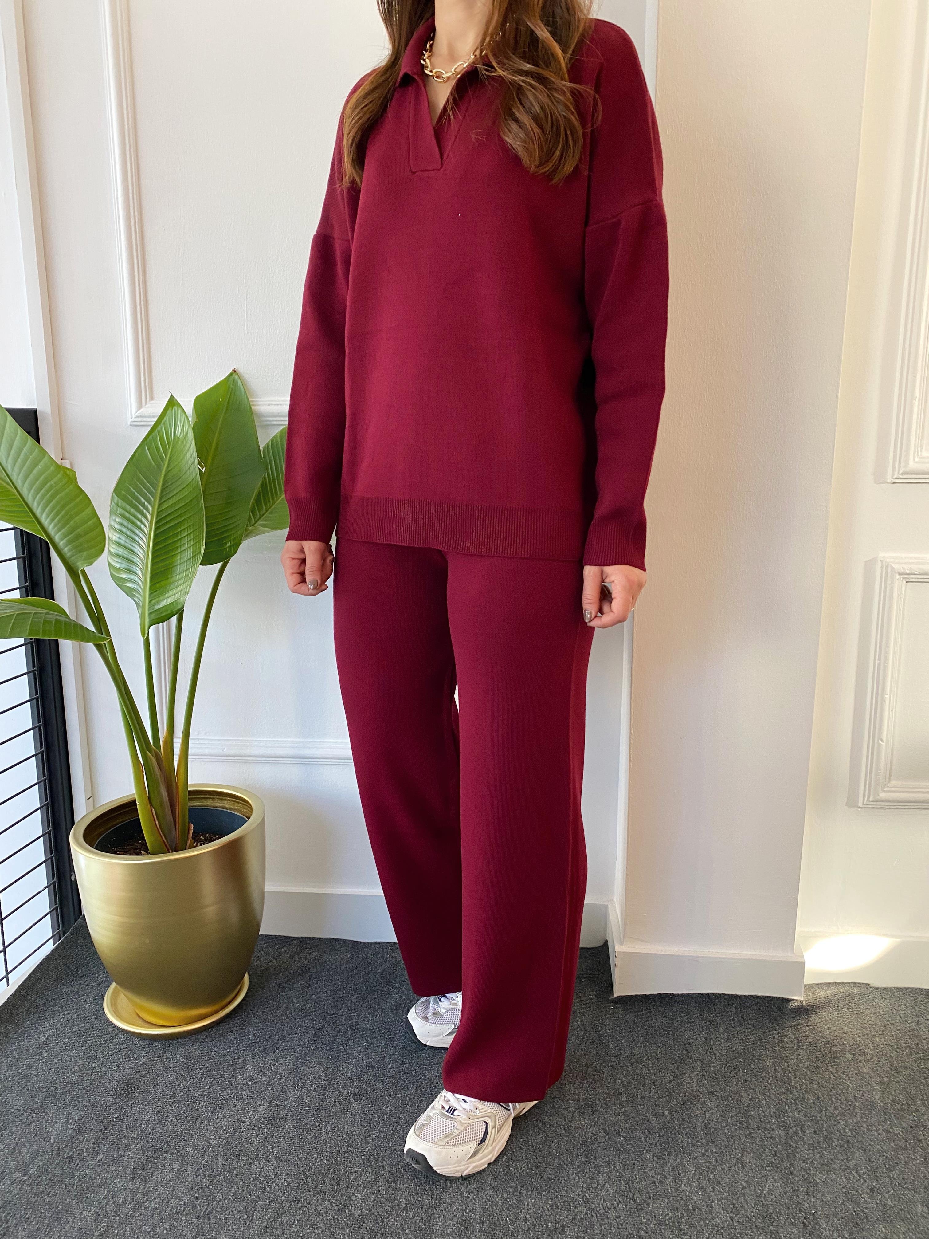 Polo Yaka Triko Takım Bordo