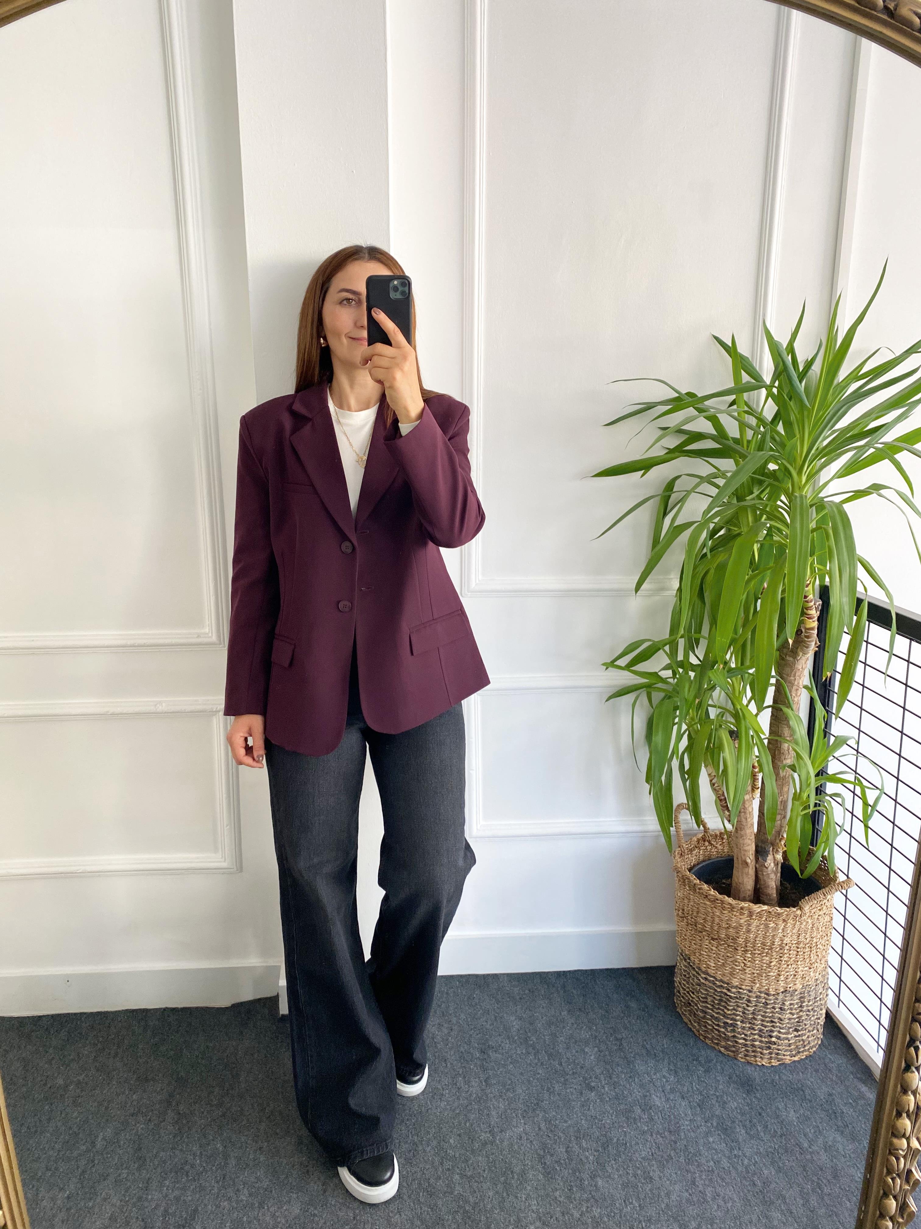 Premıum Blazer Ceket Mürdüm