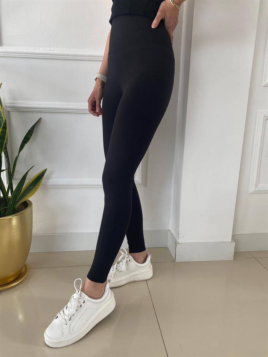 Sporcu Düz Tayt Siyah