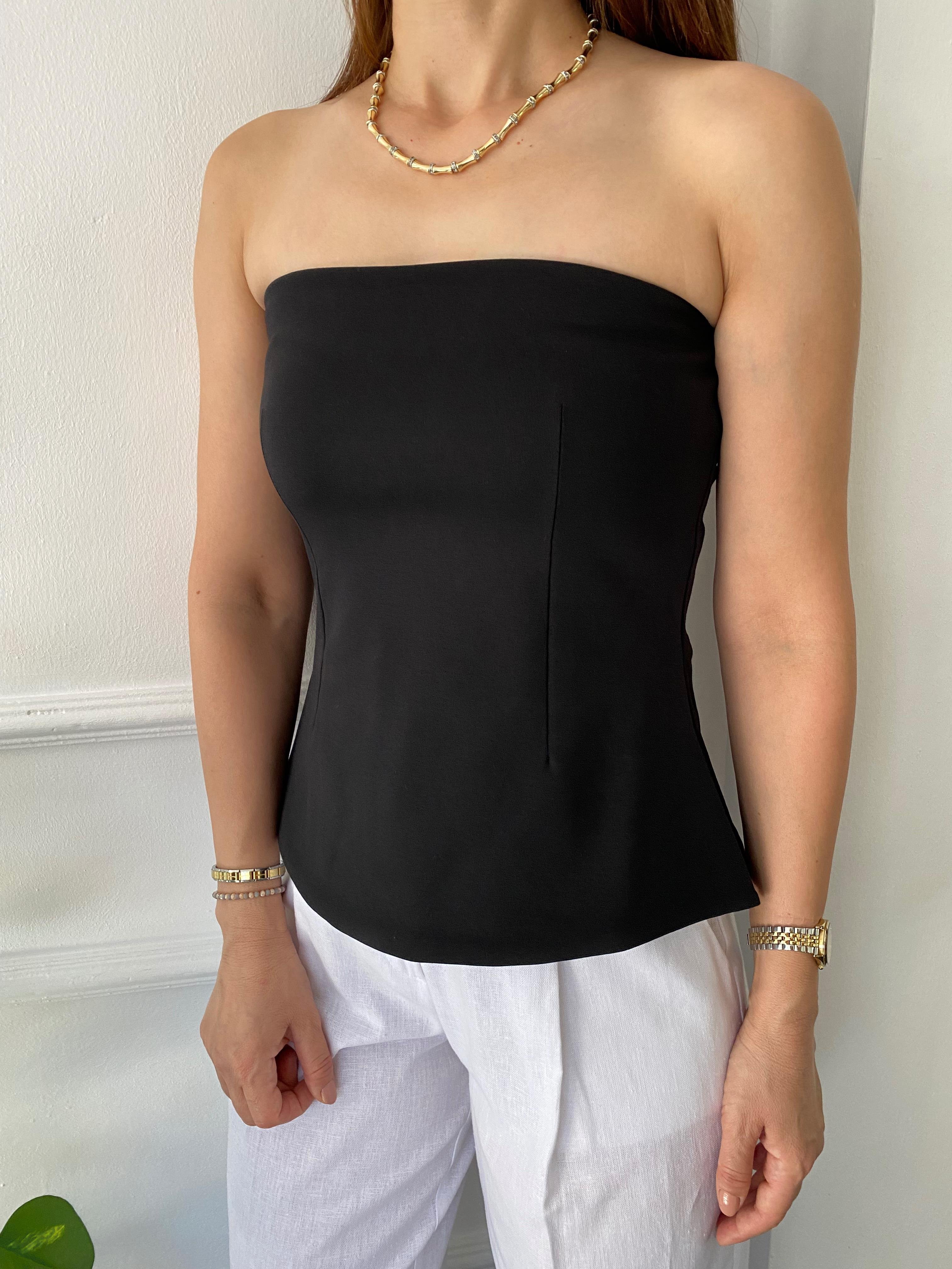 Straplez Bluz Siyah